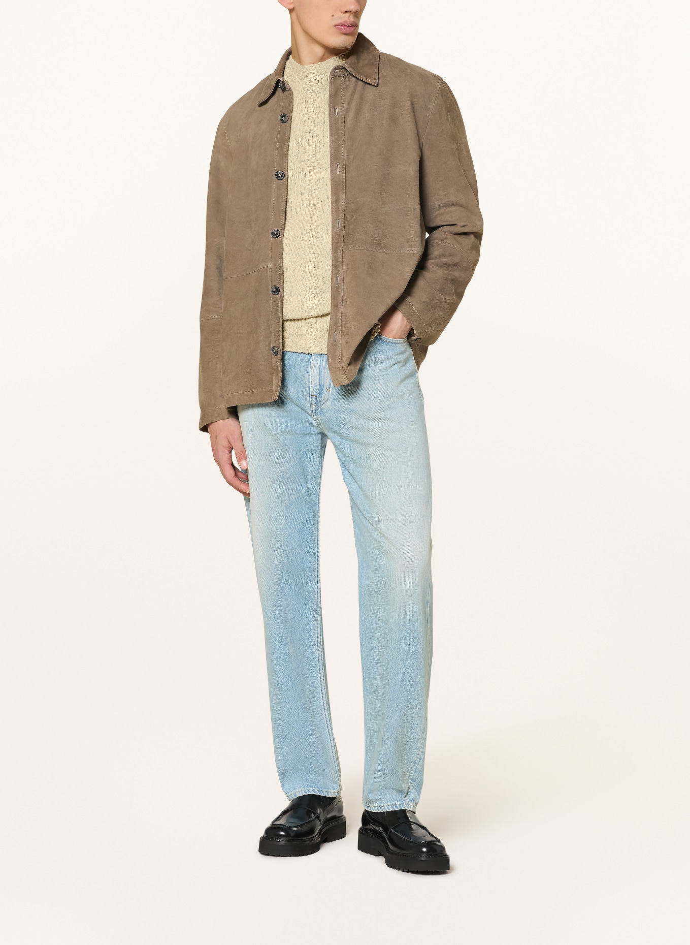 CLOSED Leather overshirt: BROWN