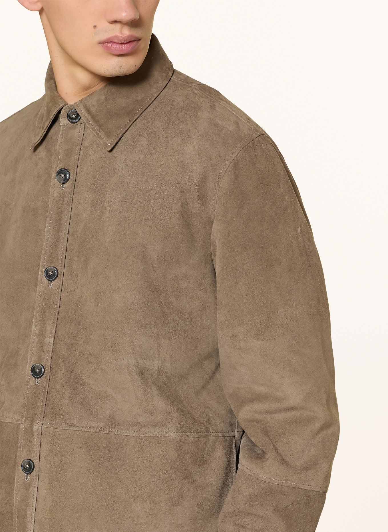 CLOSED Leather overshirt: BROWN