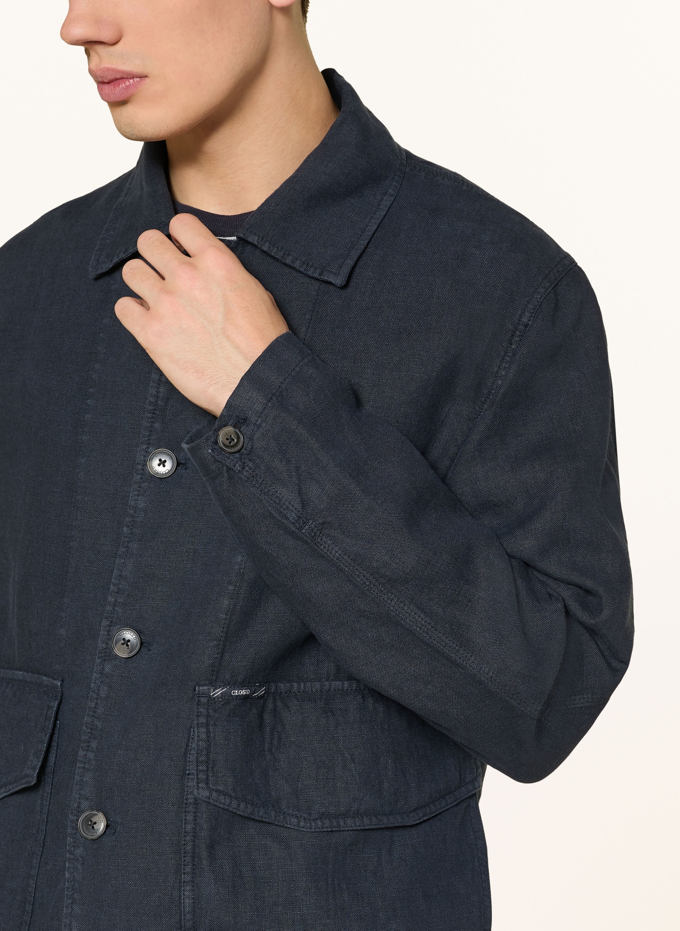 CLOSED Leinen-Overjacket: DUNKELBLAU