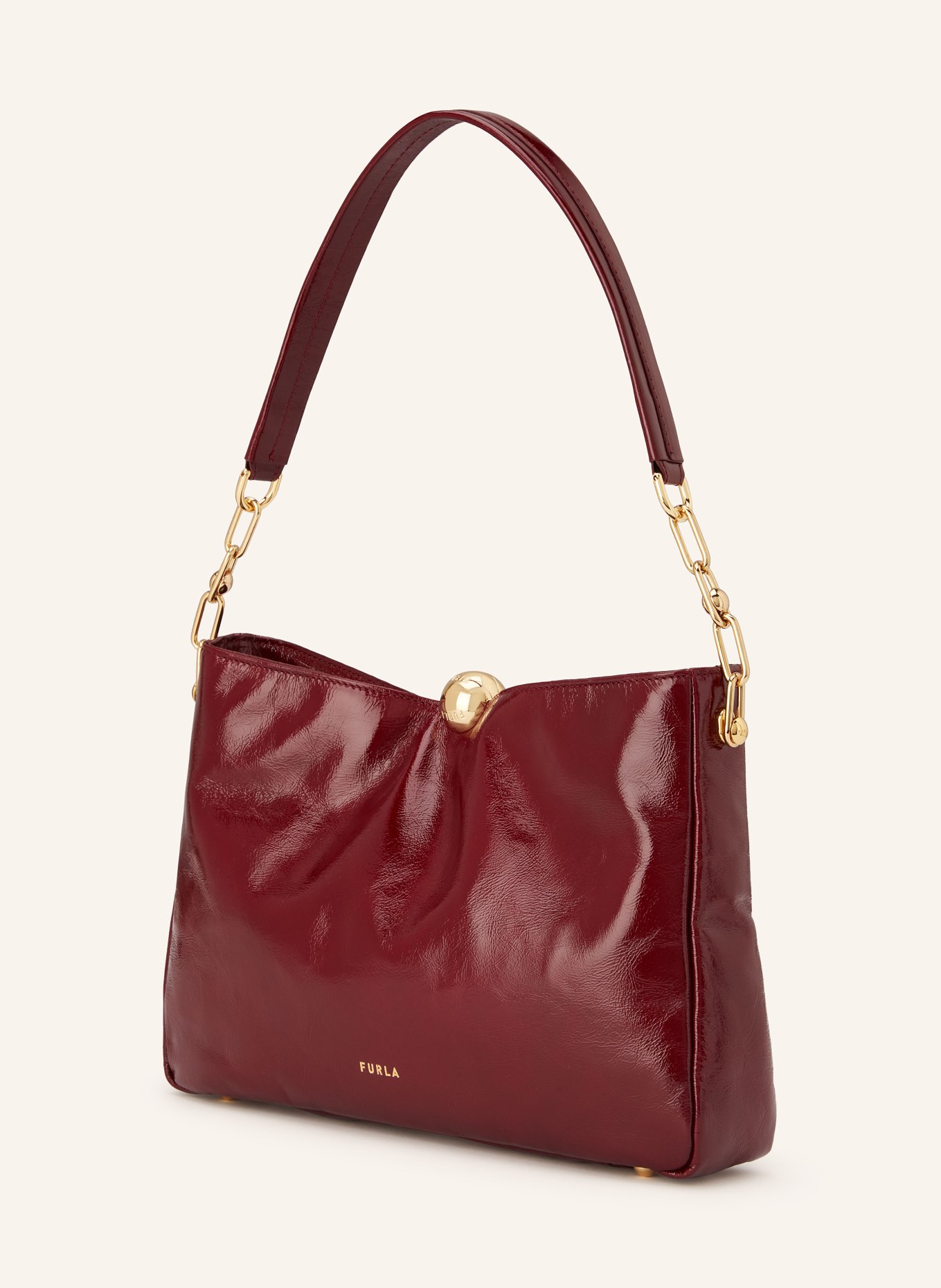 FURLA Schultertasche SFERA SOFT: DUNKELROT / GOLD