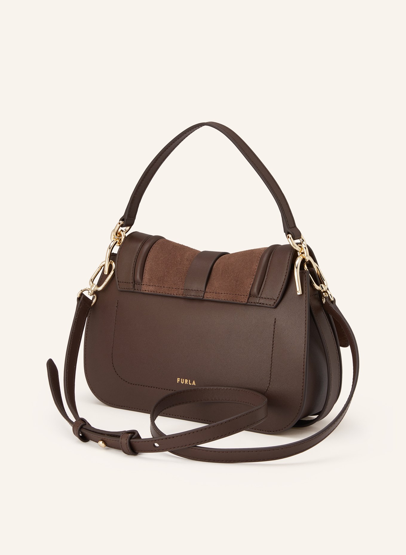 FURLA Umhängetasche FLOW: DUNKELBRAUN / GOLD