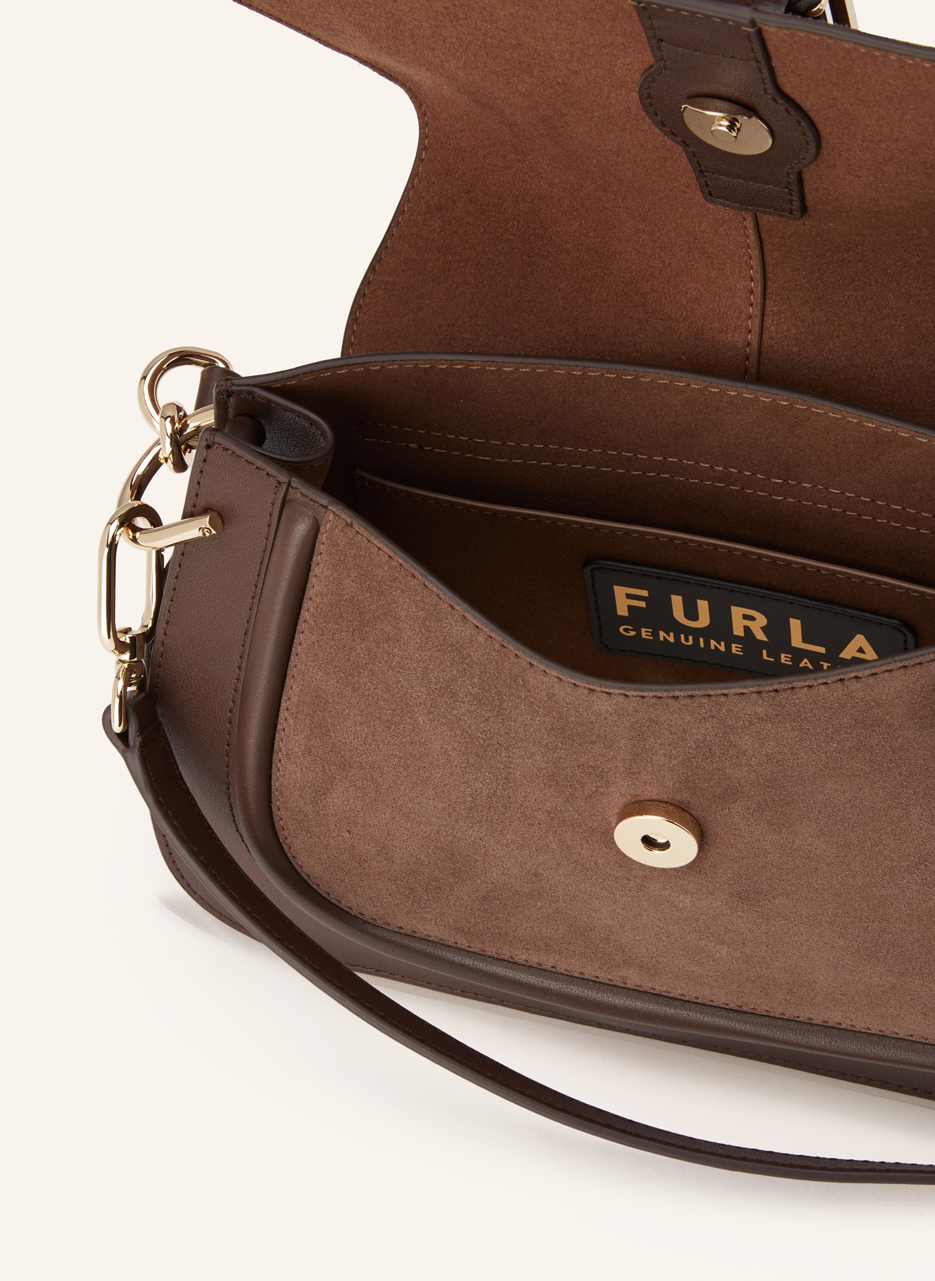 FURLA Umhängetasche FLOW: DUNKELBRAUN / GOLD