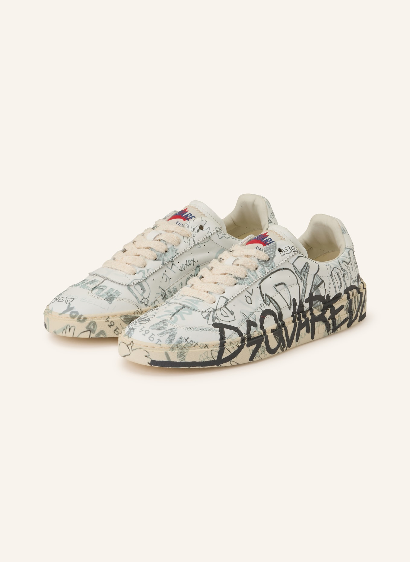 DSQUARED2 Sneaker: WEISS / BLAUGRAU / DUNKELGRAU