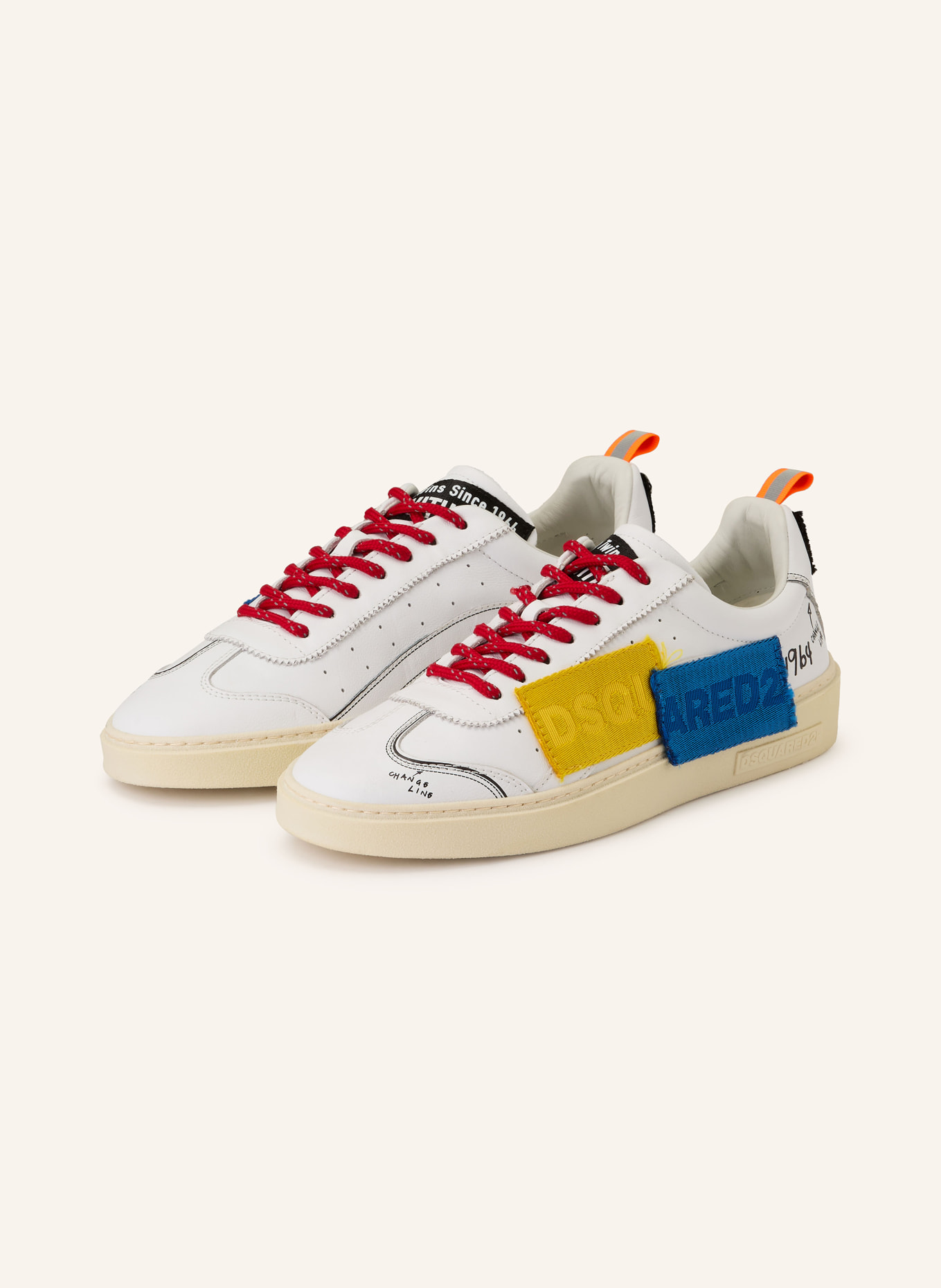 DSQUARED2 sneaker: WHITE / DARK YELLOW / BLUE