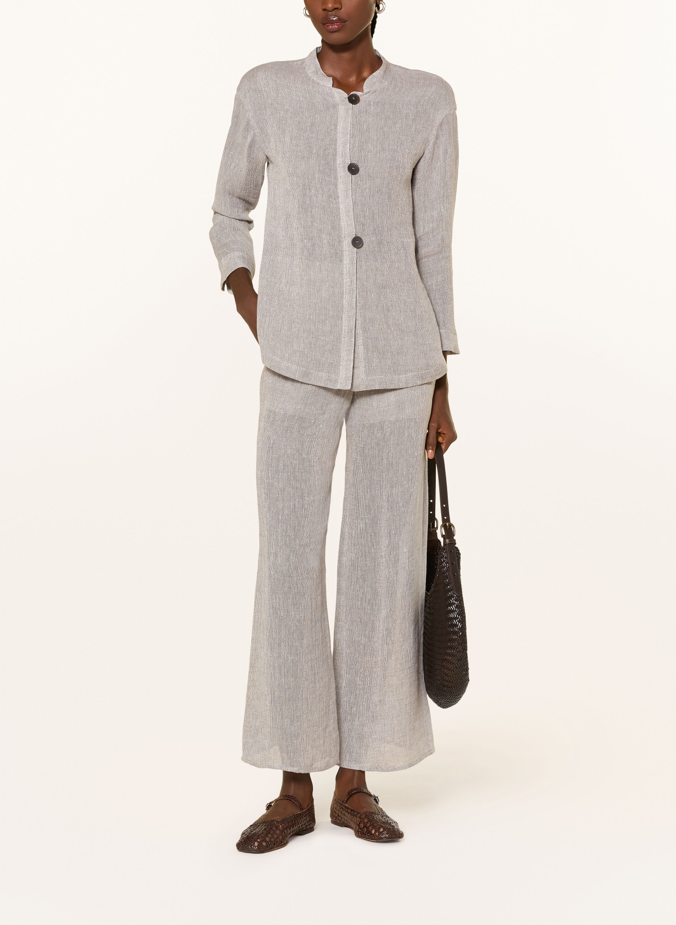 EMPORIO ARMANI plátěné kalhoty: ČERNOŠEDÁ