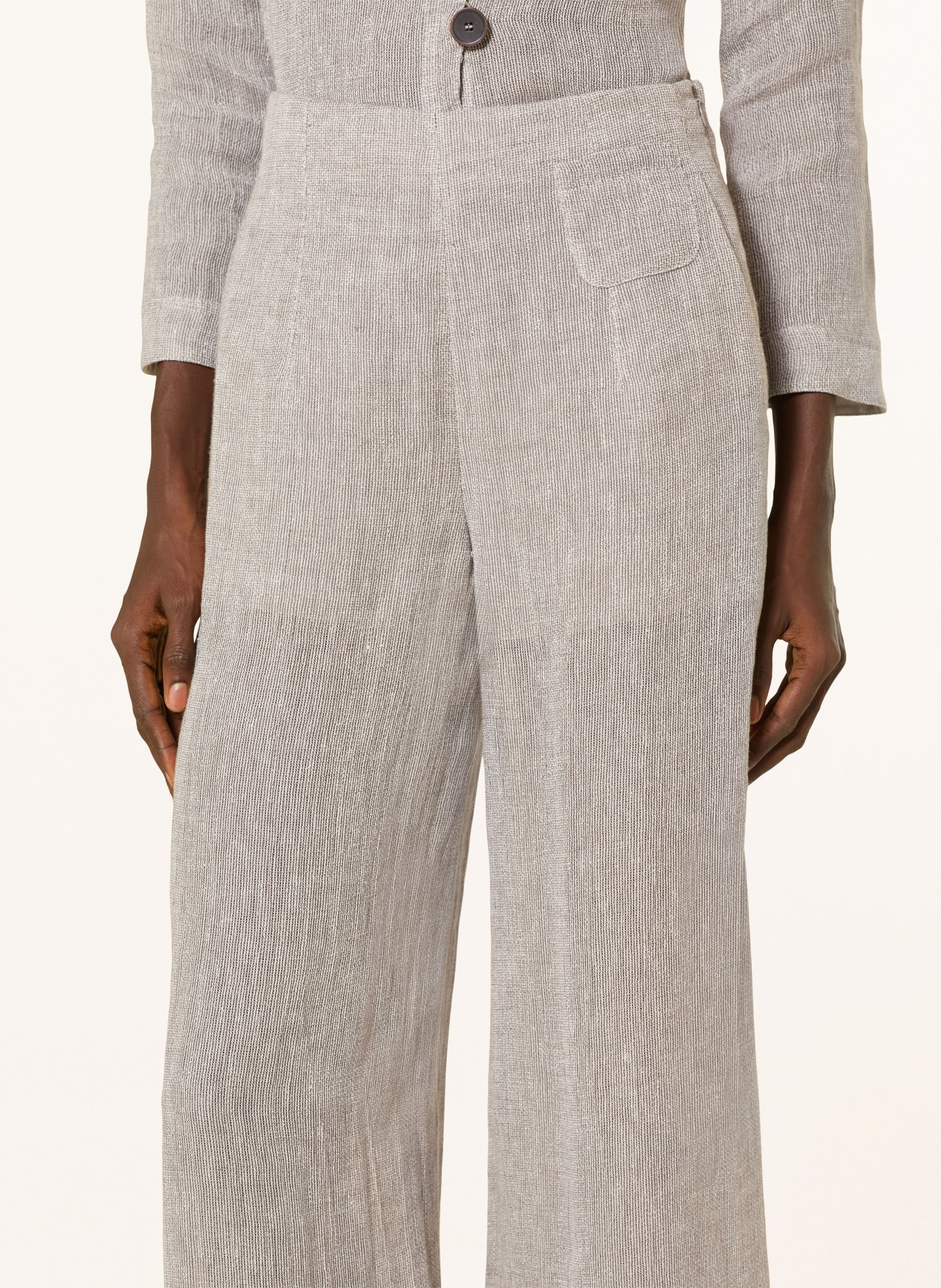 EMPORIO ARMANI plátěné kalhoty: ČERNOŠEDÁ