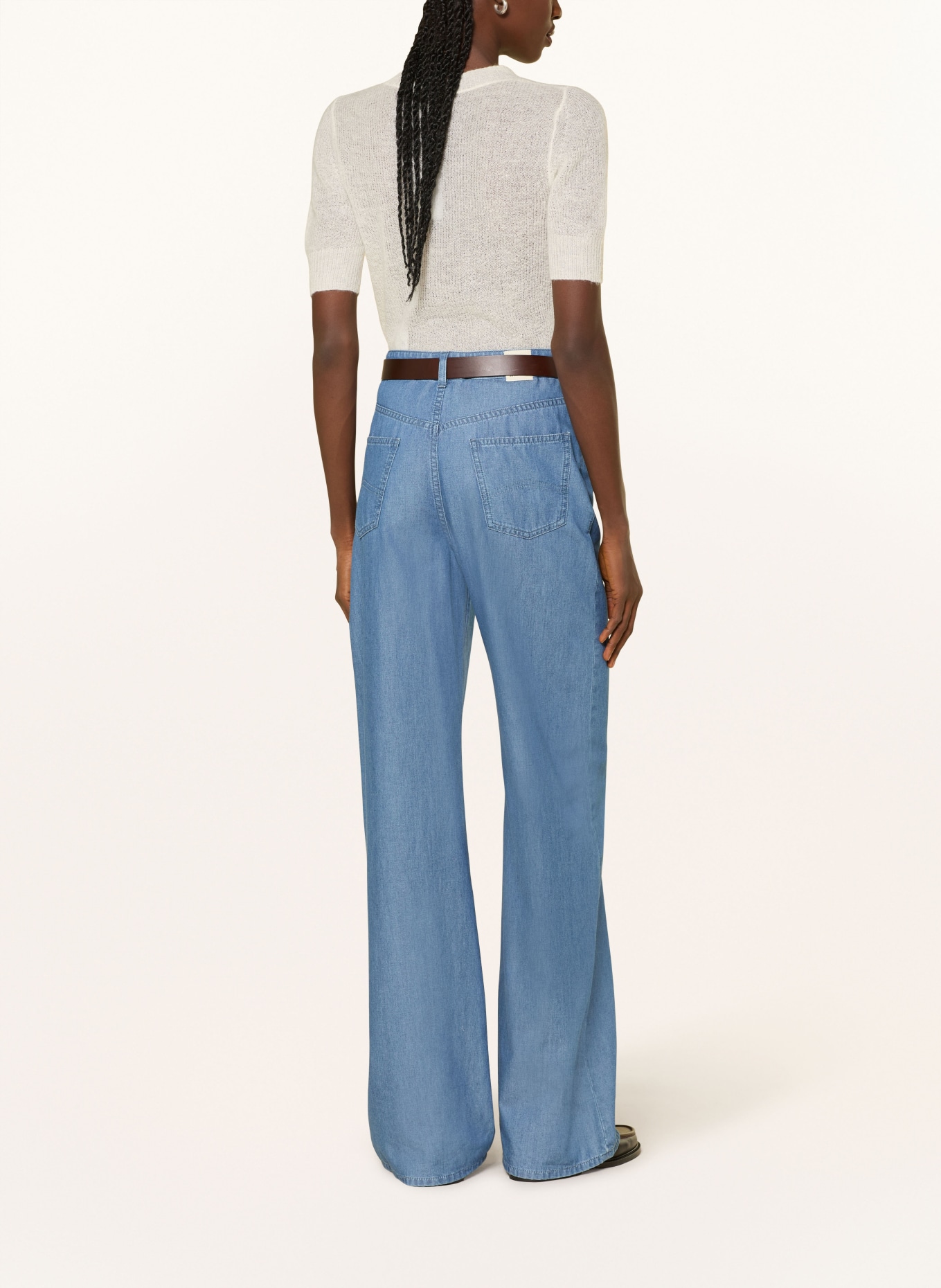 EMPORIO ARMANI Wide Leg Jeans: MB003 Light Blue Denim