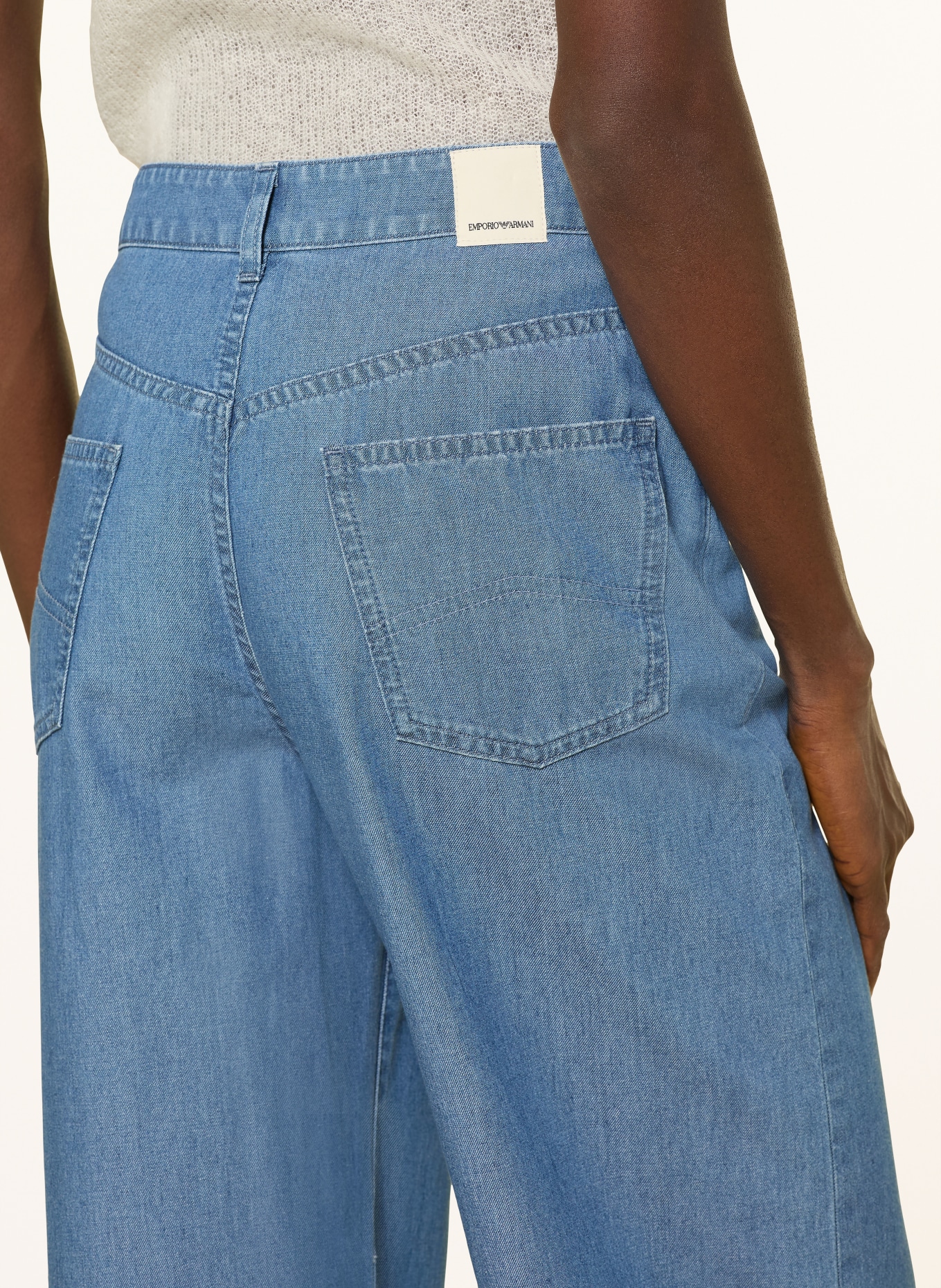 EMPORIO ARMANI Wide Leg Jeans: MB003 Light Blue Denim