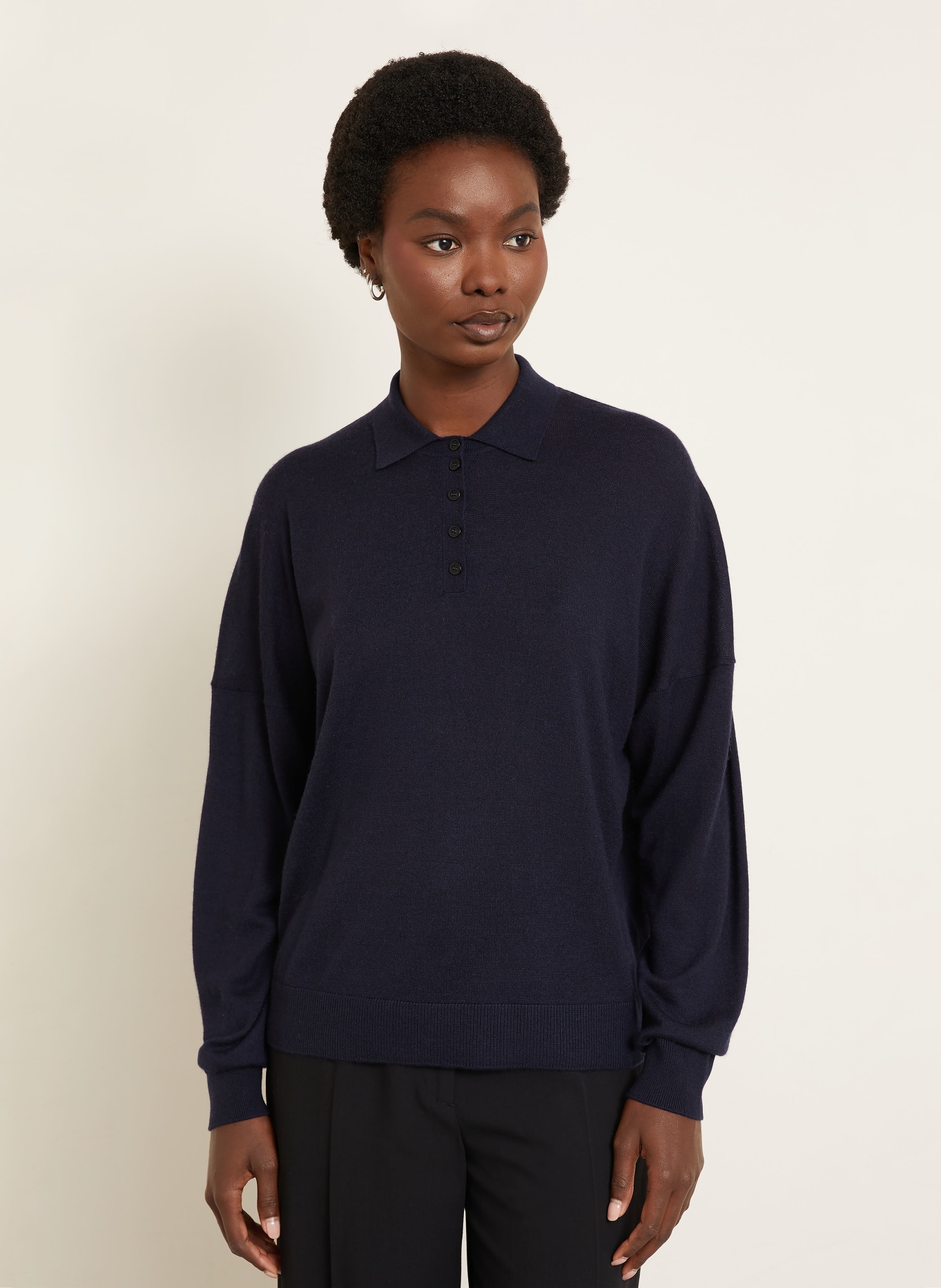 IRIS von ARNIM Strick-Poloshirt LILIA aus Cashmere mit Seide: DUNKELBLAU