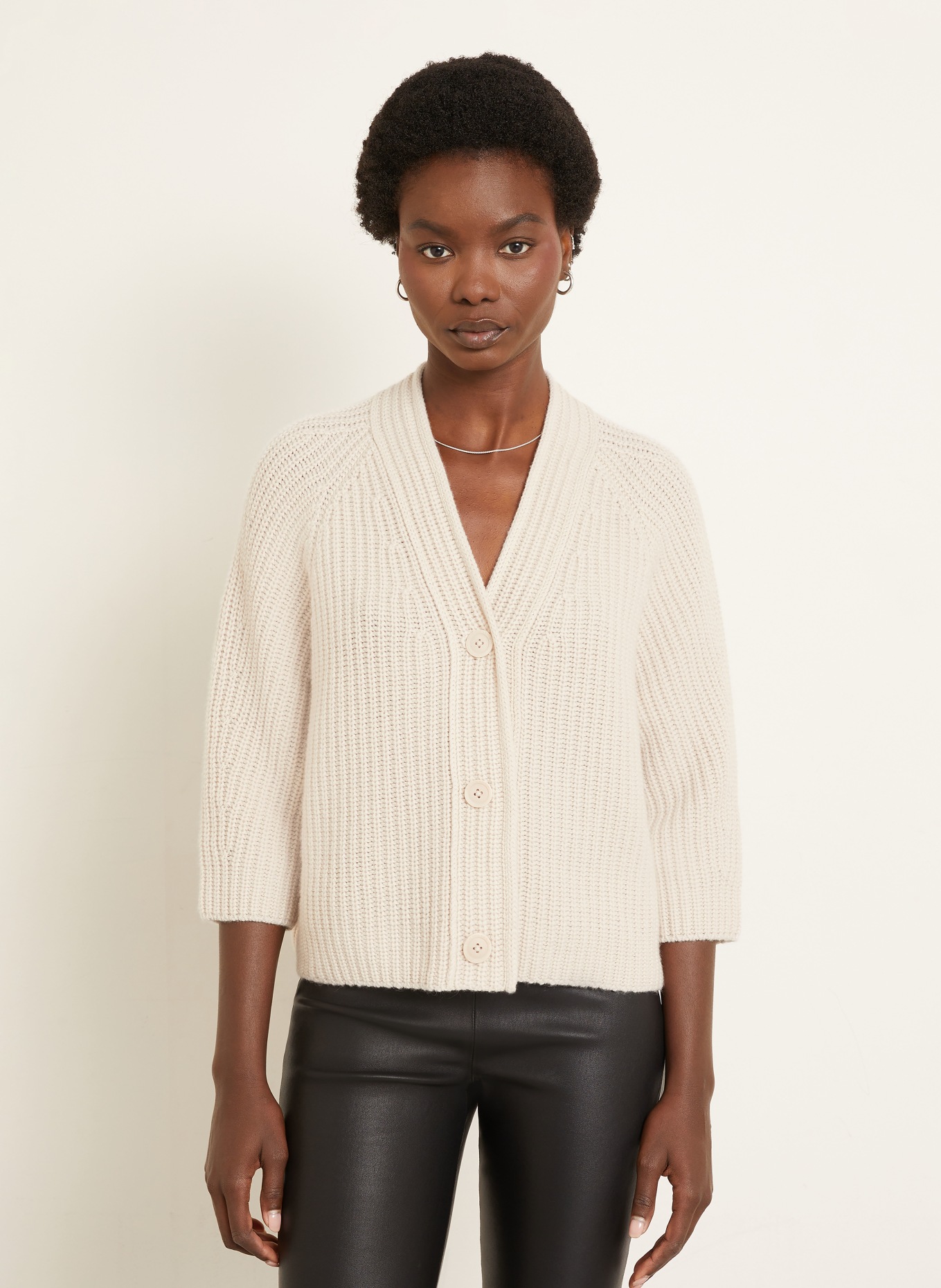 IRIS von ARNIM Strickjacke FALLOU aus Cashmere mit 3/4-Arm: CREME