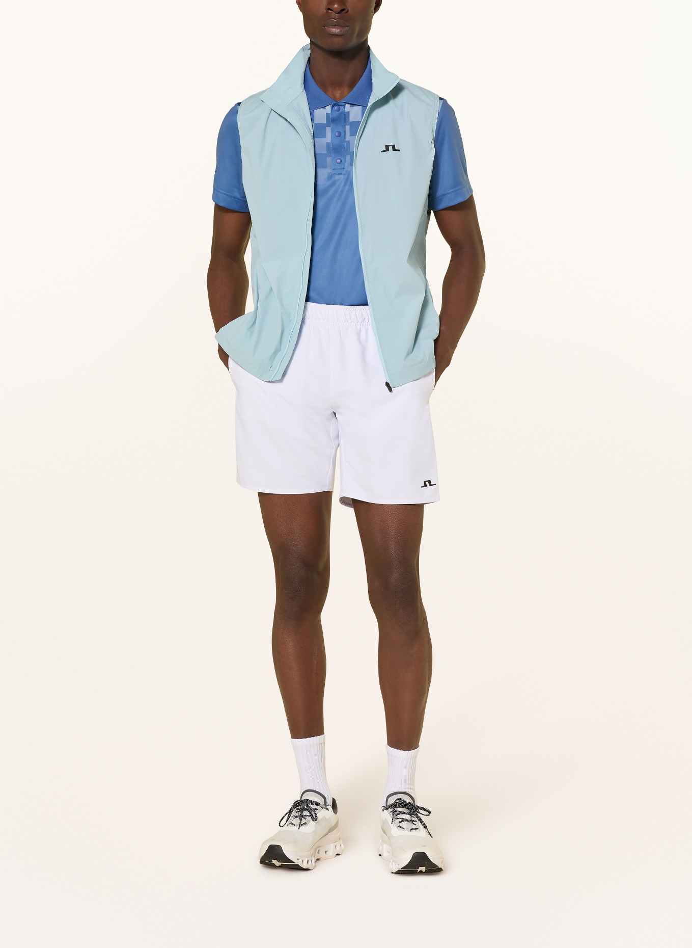 J.LINDEBERG Funktions-Poloshirt: BLAU / HELLBLAU