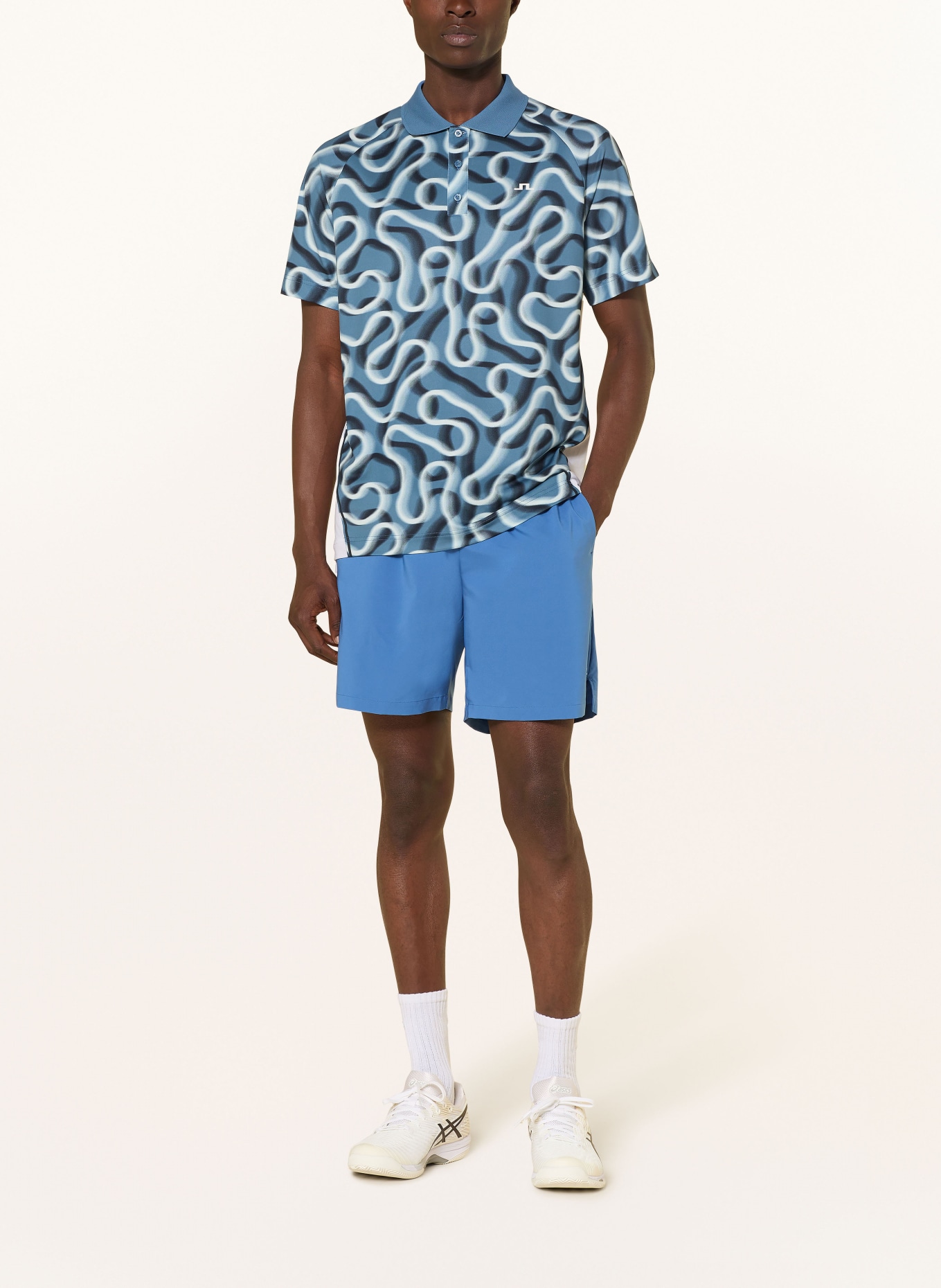 J.LINDEBERG Functional polo shirt: BLUE / WHITE