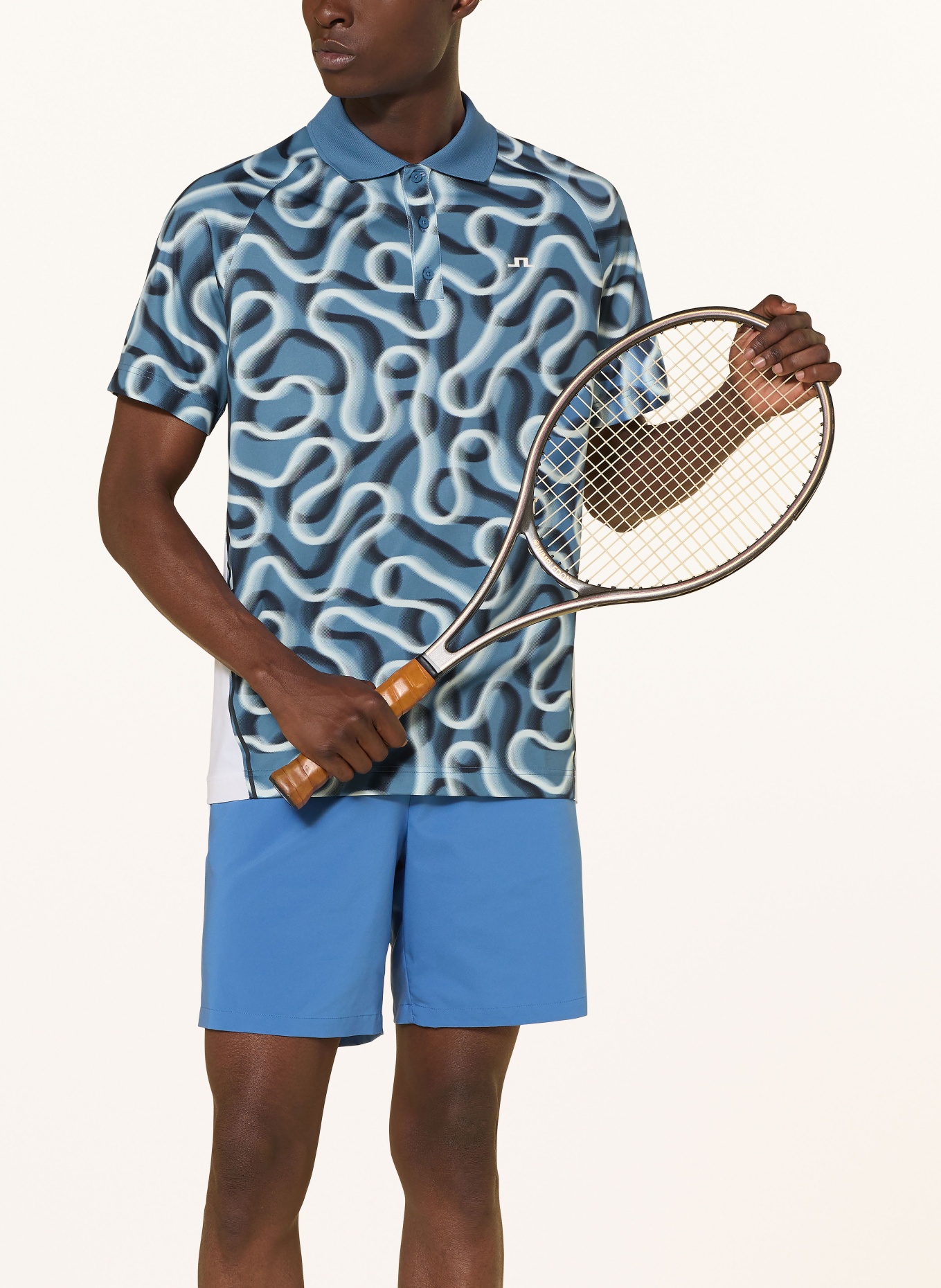 J.LINDEBERG Functional polo shirt: BLUE / WHITE