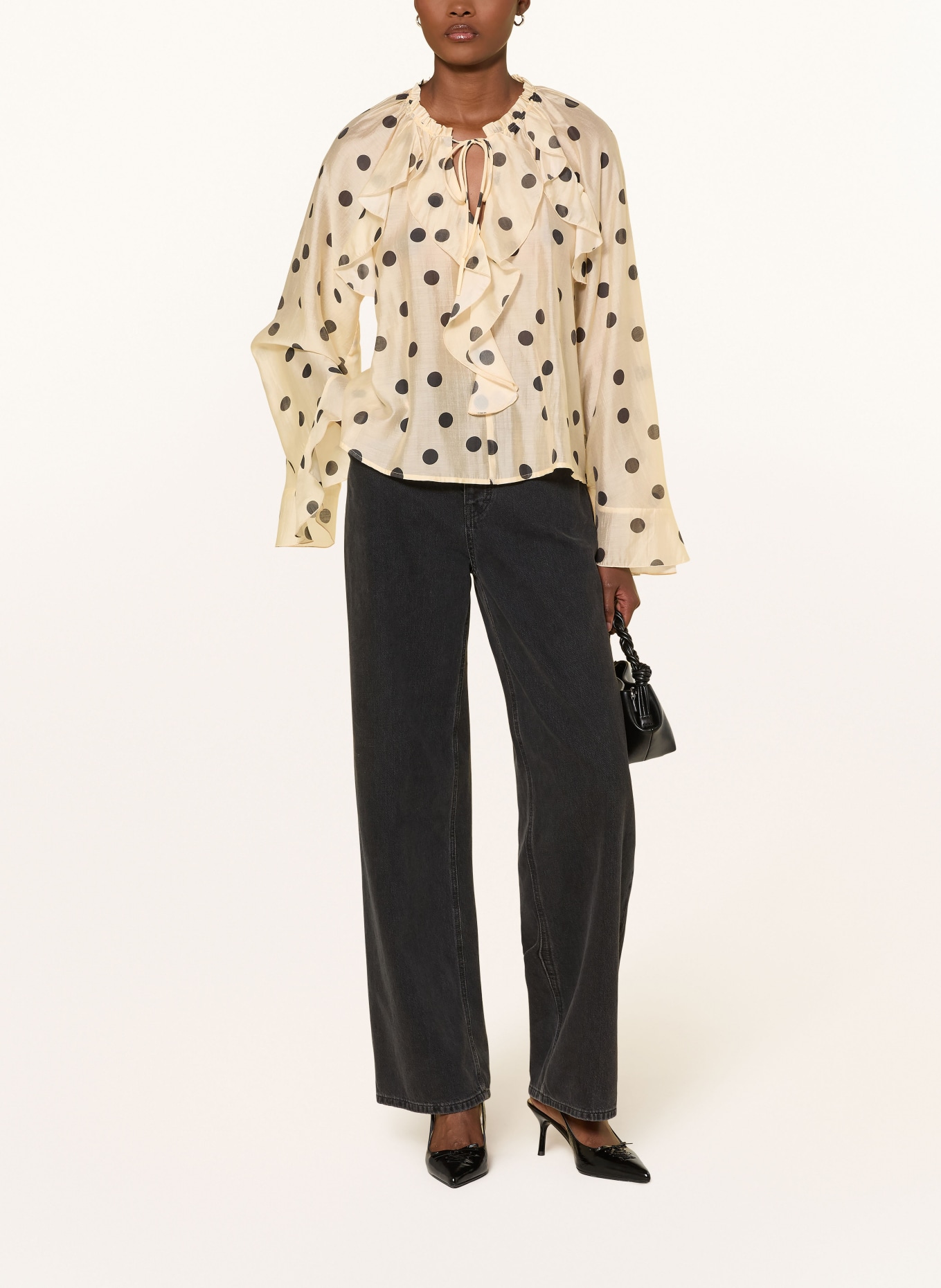 MRS & HUGS Blůza s volány: TMAVĚ ŽLUTÁ / ČERNÁ