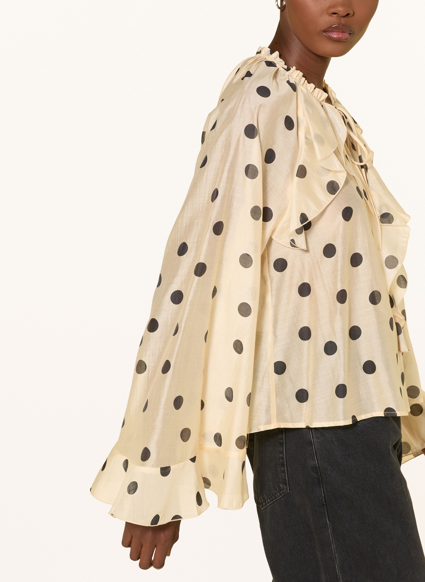 MRS & HUGS Blůza s volány: TMAVĚ ŽLUTÁ / ČERNÁ