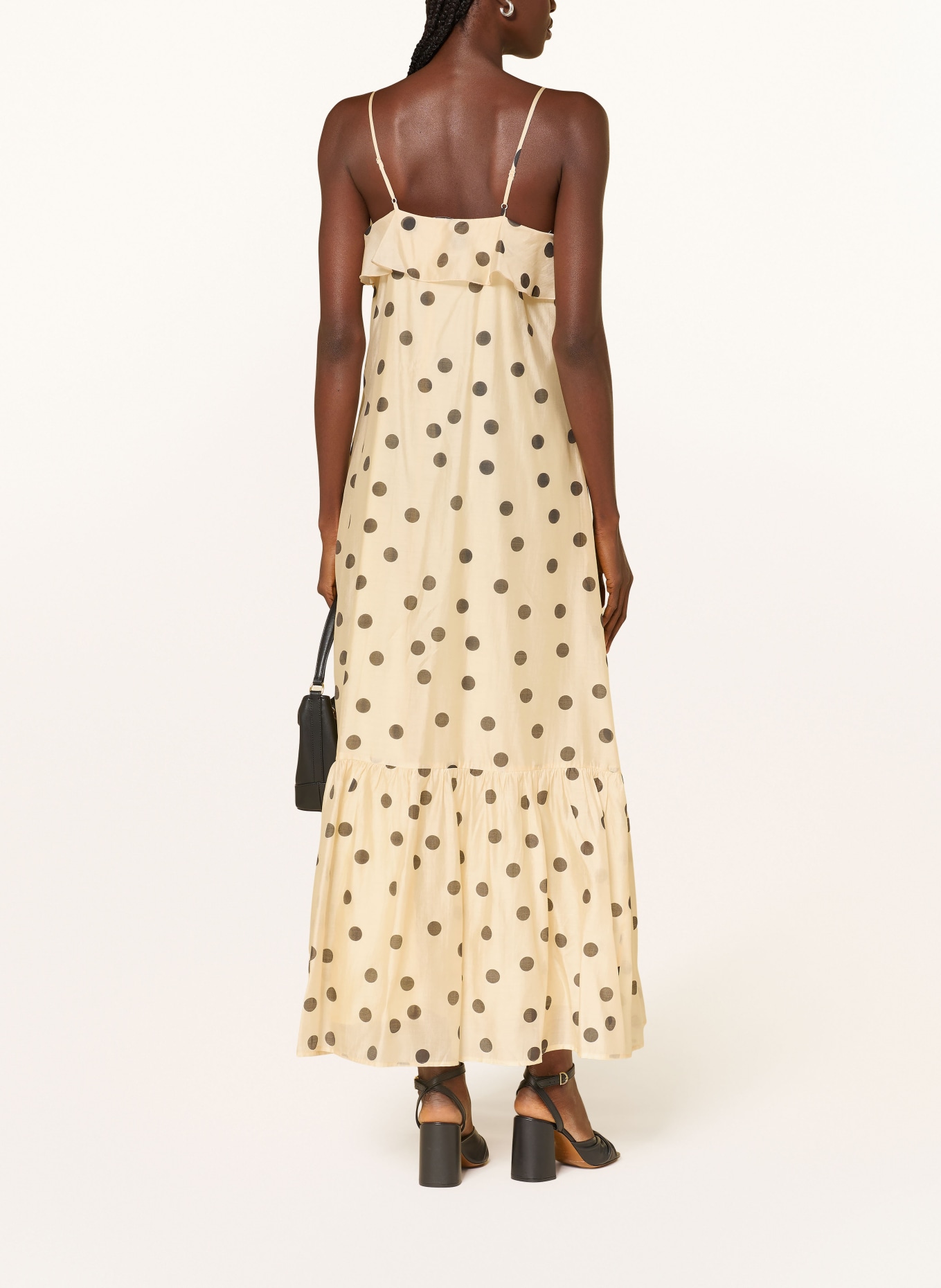 MRS & HUGS Dress with flounces: CREAM / BLACK