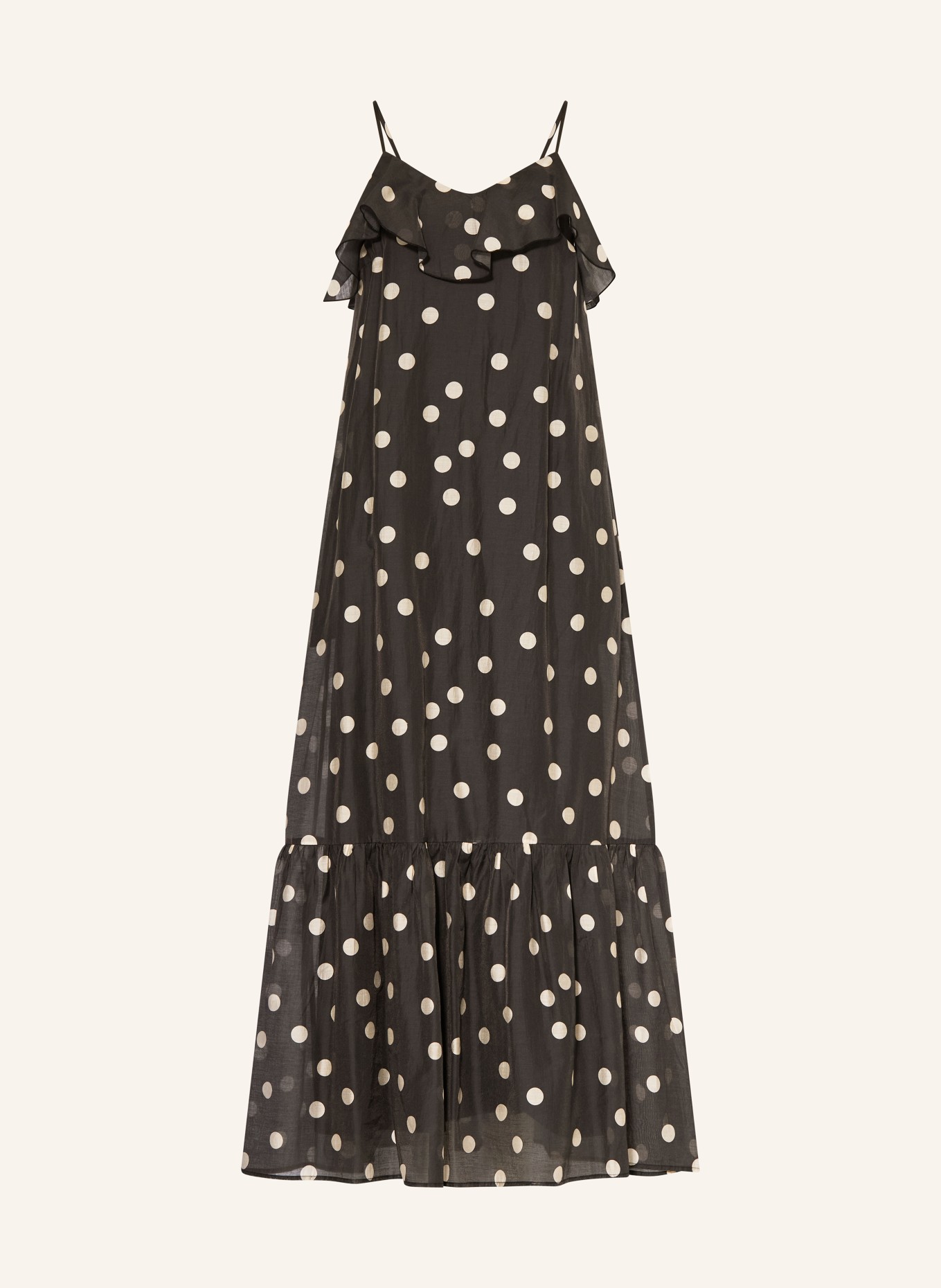 MRS & HUGS Dress with flounces: BLACK / BEIGE