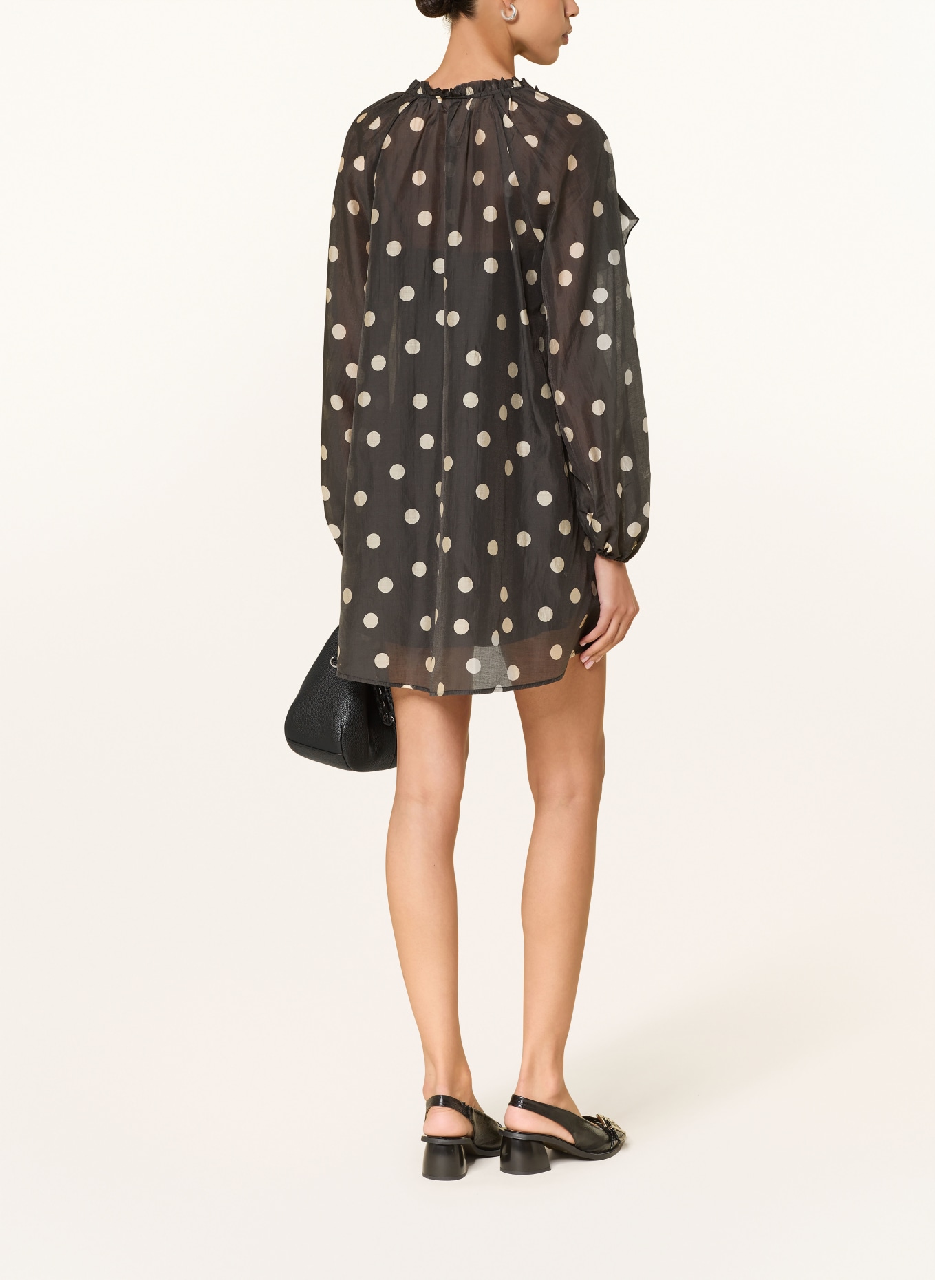 MRS & HUGS Kleid mit Volants: SCHWARZ / BEIGE