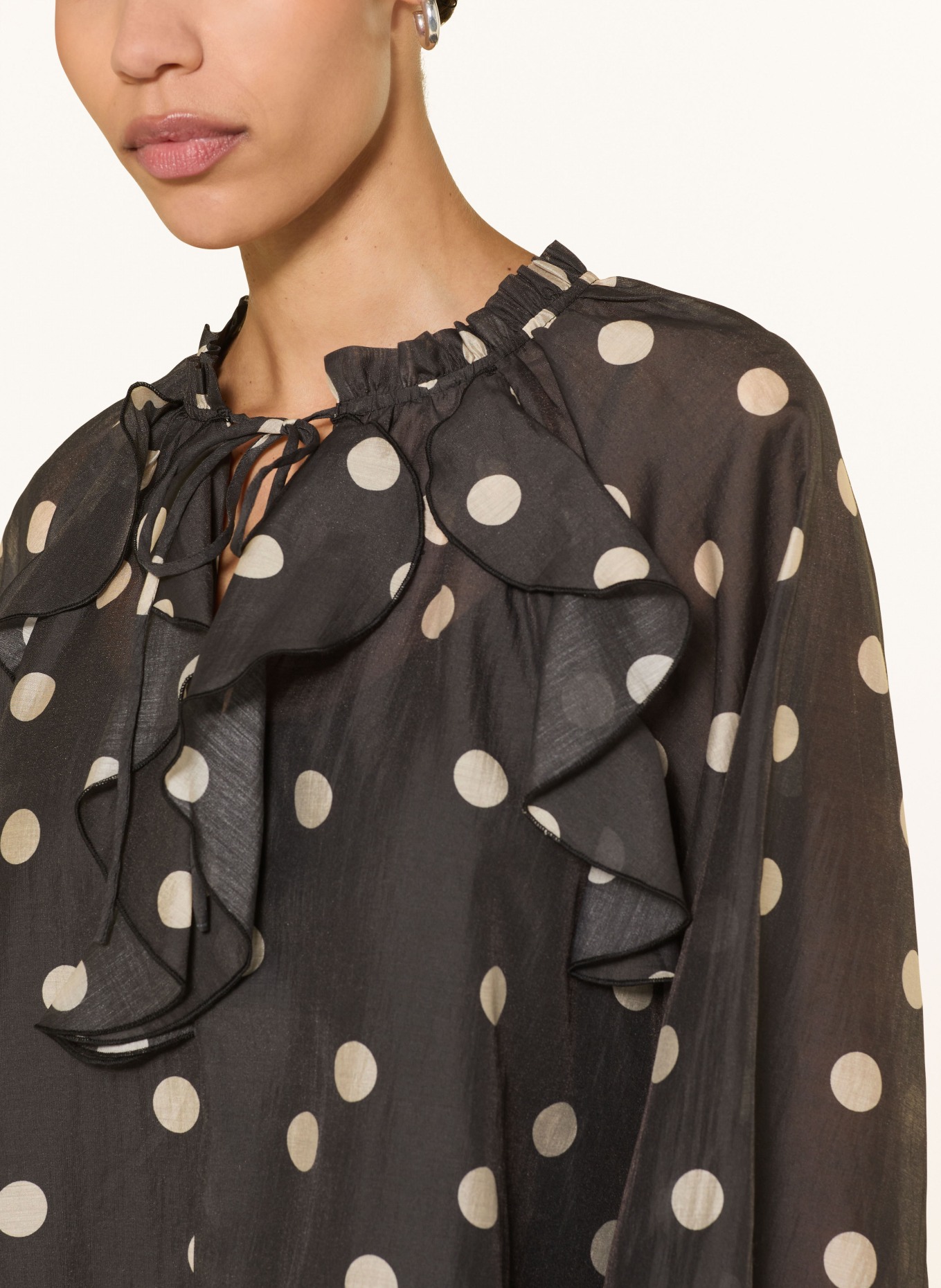 MRS & HUGS Kleid mit Volants: SCHWARZ / BEIGE