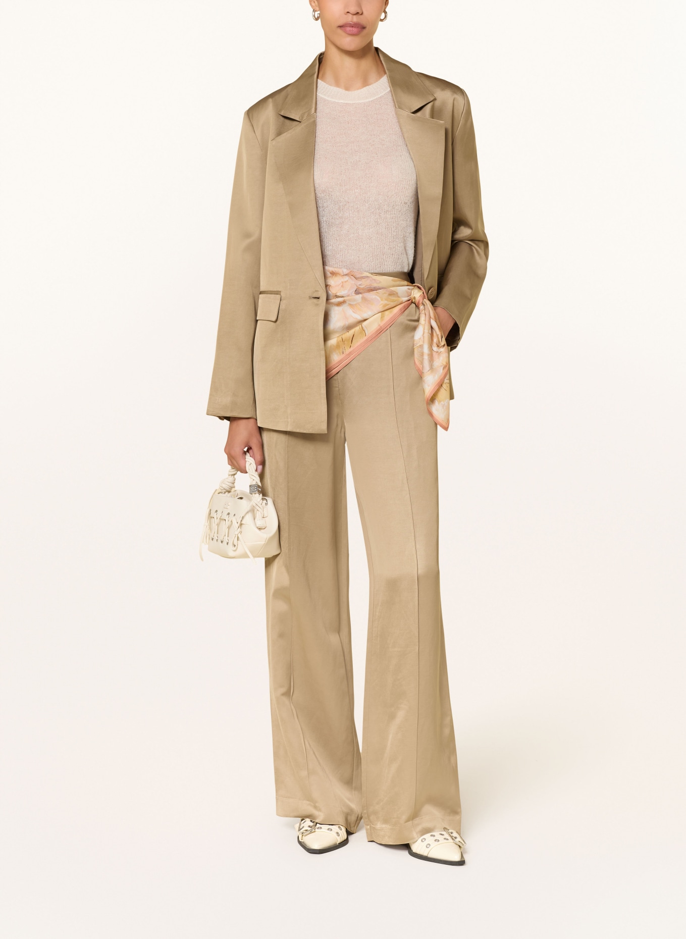 MRS & HUGS Marlenehose aus Satin: HELLGRÜN