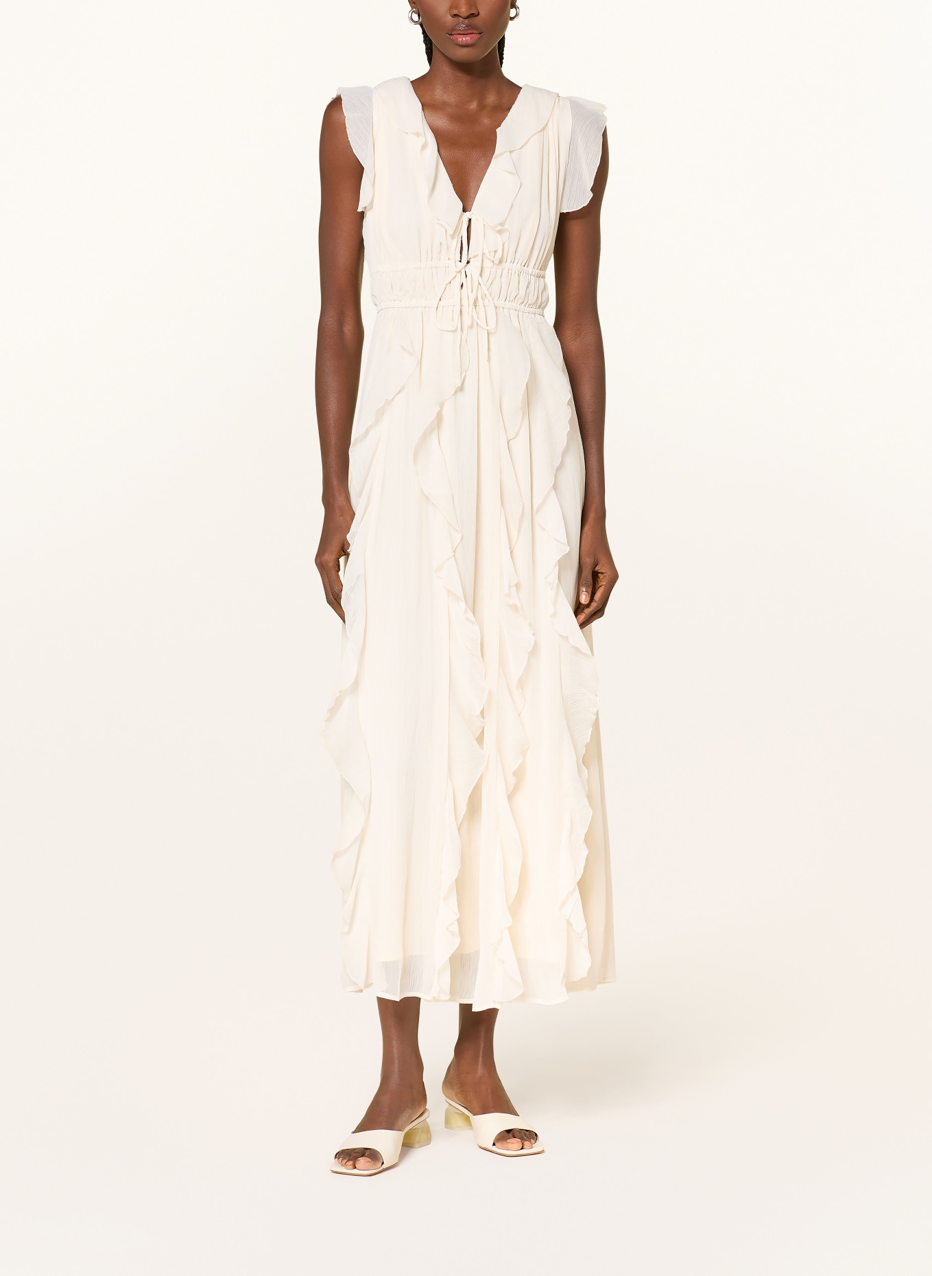 MRS & HUGS Dress with flounces: CREAM