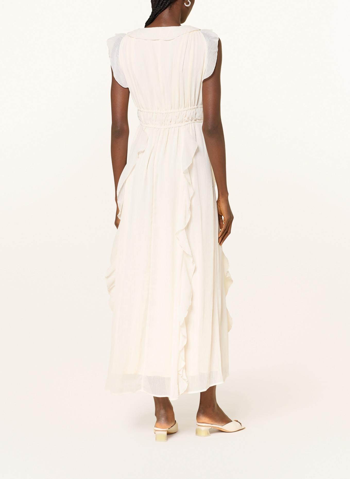 MRS & HUGS Dress with flounces: CREAM