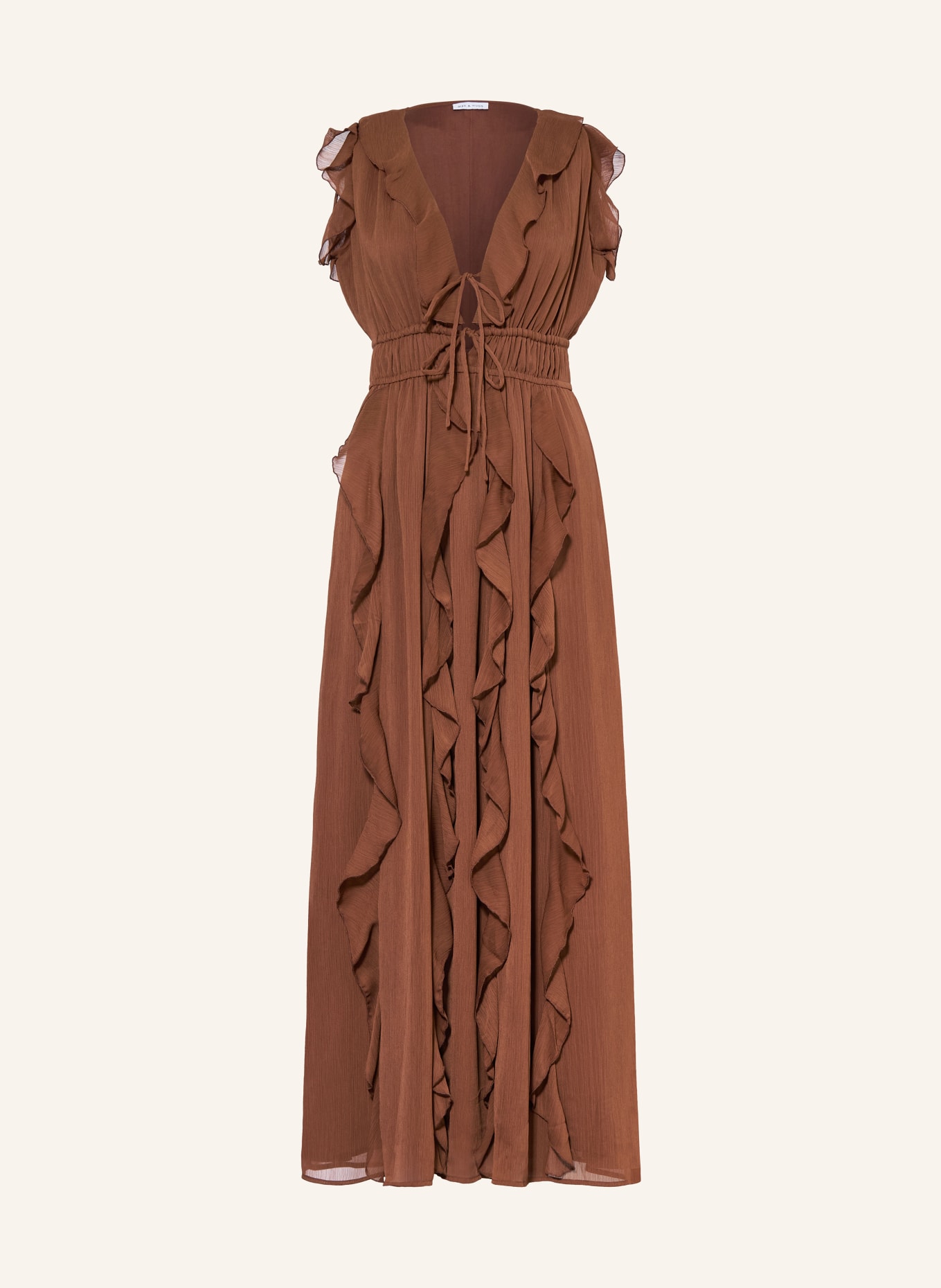 MRS & HUGS Dress with flounces: BROWN