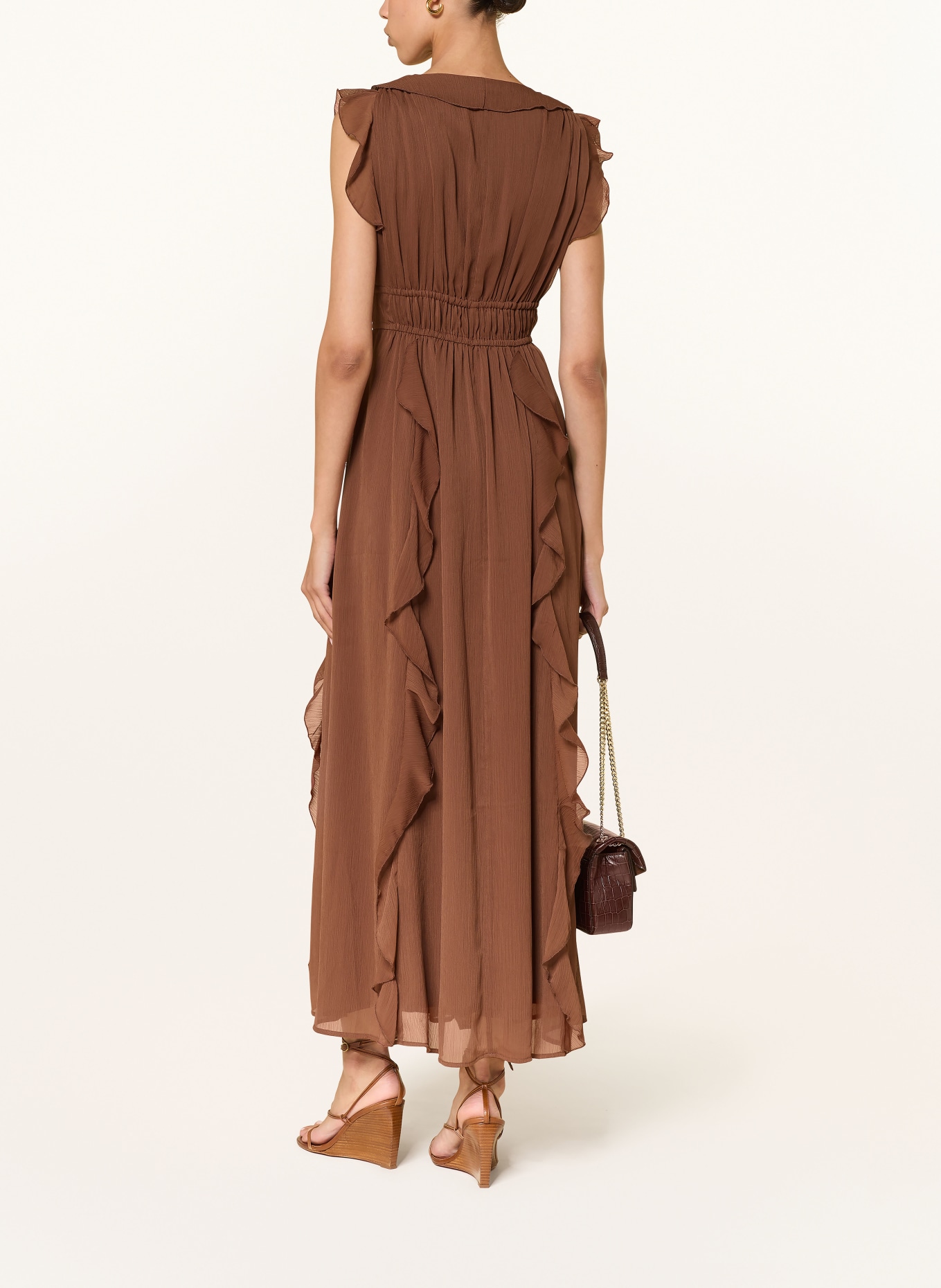 MRS & HUGS Dress with flounces: BROWN