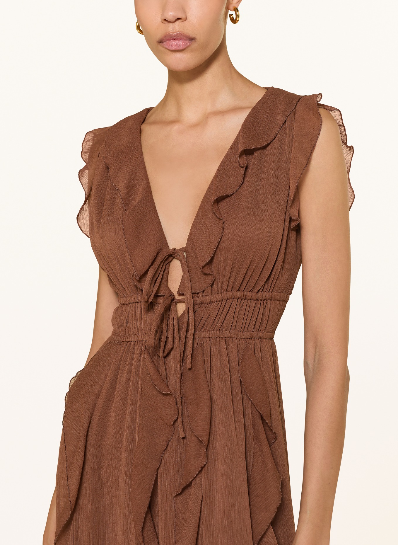 MRS & HUGS Dress with flounces: BROWN