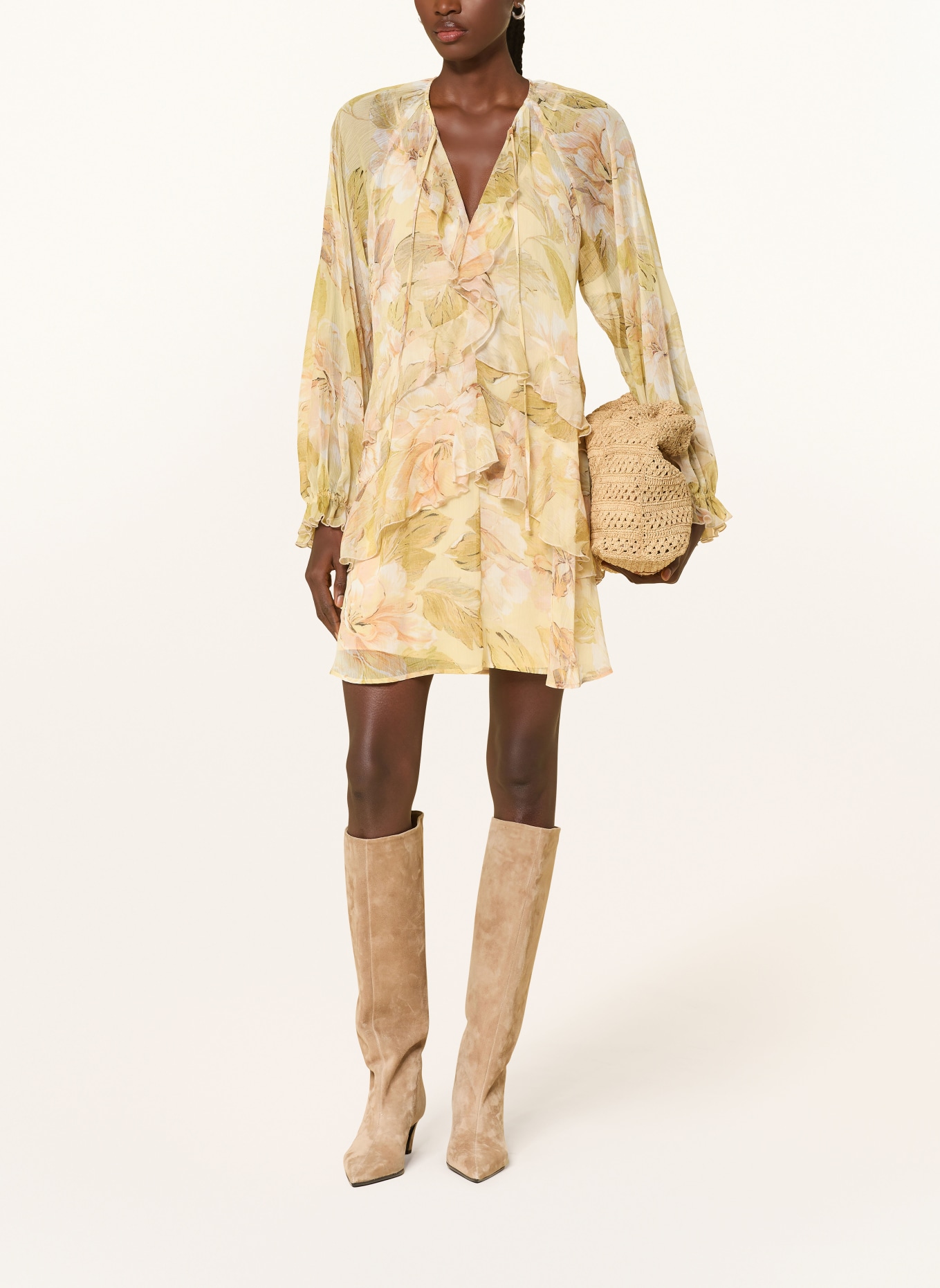 MRS & HUGS Sukienka z wolantami: ŻÓŁTY / ZIELONY