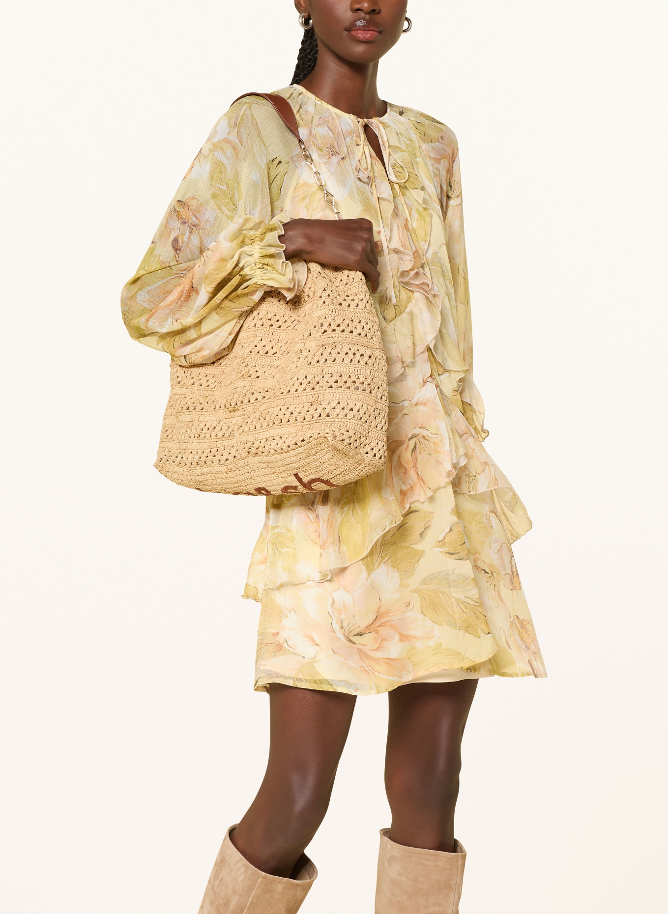 MRS & HUGS Sukienka z wolantami: ŻÓŁTY / ZIELONY