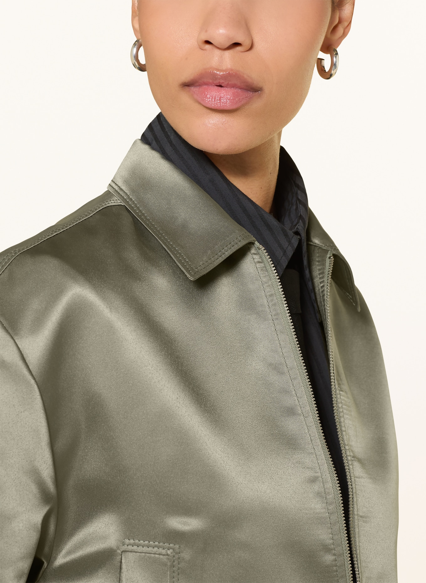MRS & HUGS satin jacket: KHAKI