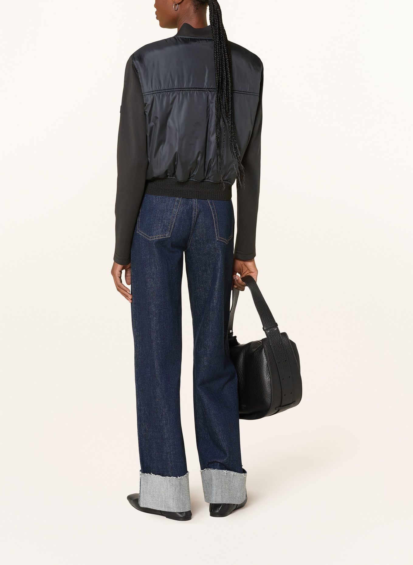 BARBOUR INTERNATIONAL Bunda EMERSON z kombinace materiálů: ČERNÁ / ZLATÁ