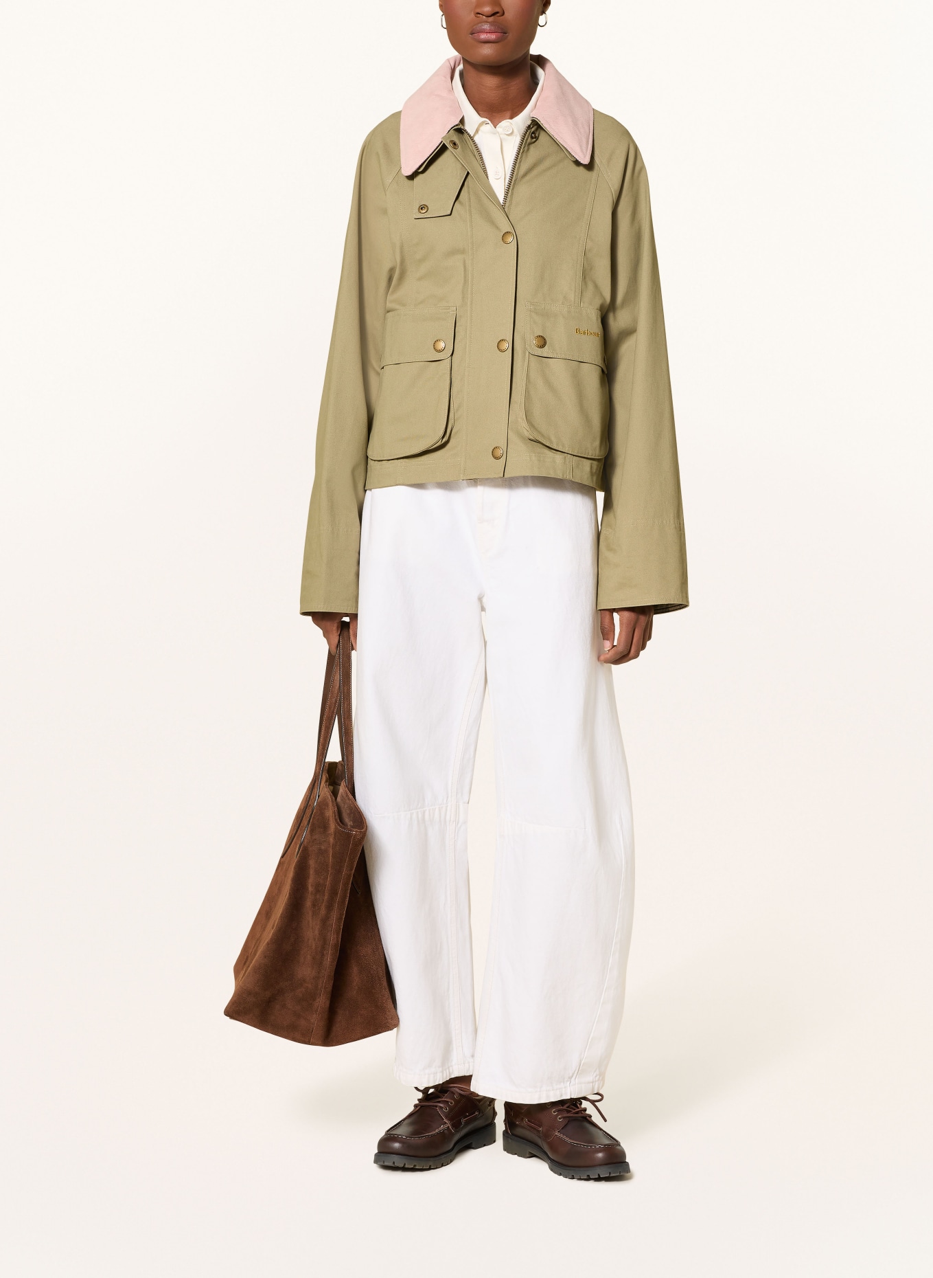 Barbour BEADNELL jacket: OLIVE / DUSKY PINK / DARK GREEN