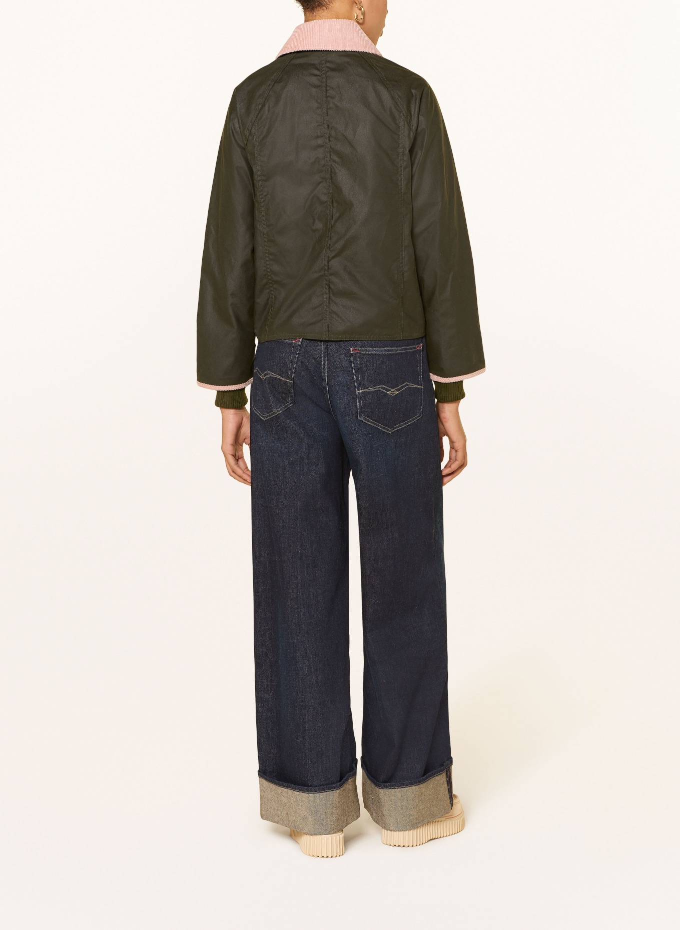 Barbour Kurtka polowa BEADNELL: CIEMNOZIELONY / BLADORÓŻOWY