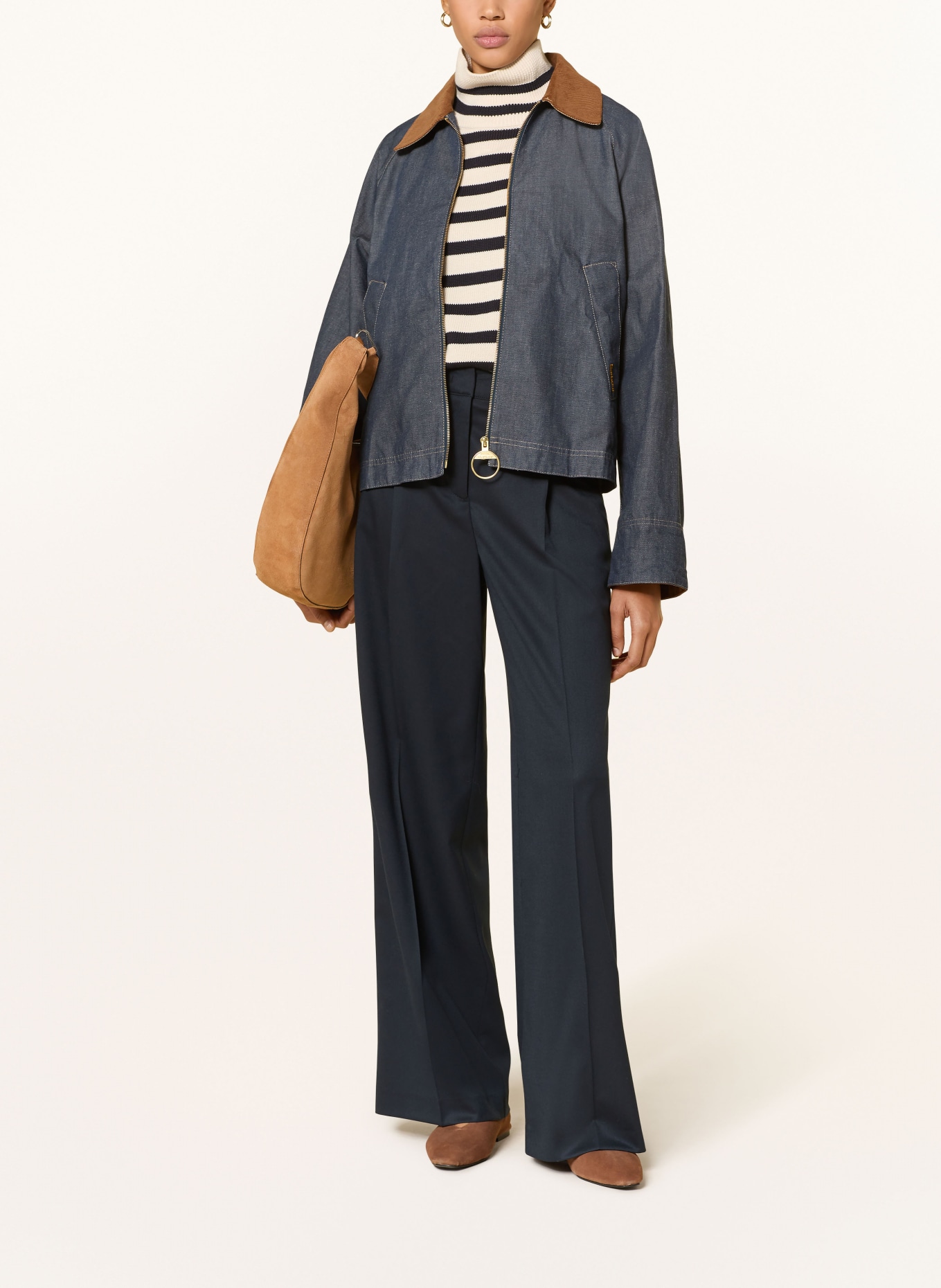 Barbour Jacke FRECKLETON in Jeansoptik: DUNKELBLAU / COGNAC