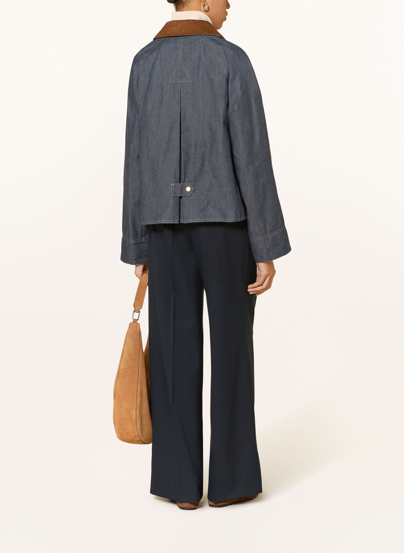 Barbour Jacke FRECKLETON in Jeansoptik: DUNKELBLAU / COGNAC