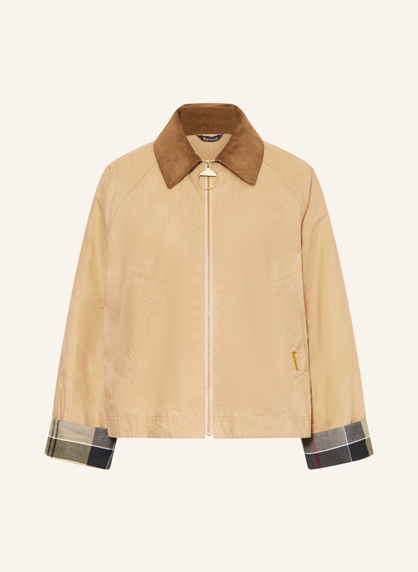 Barbour CATLIN jacket: BEIGE / COGNAC / DARK GRAY