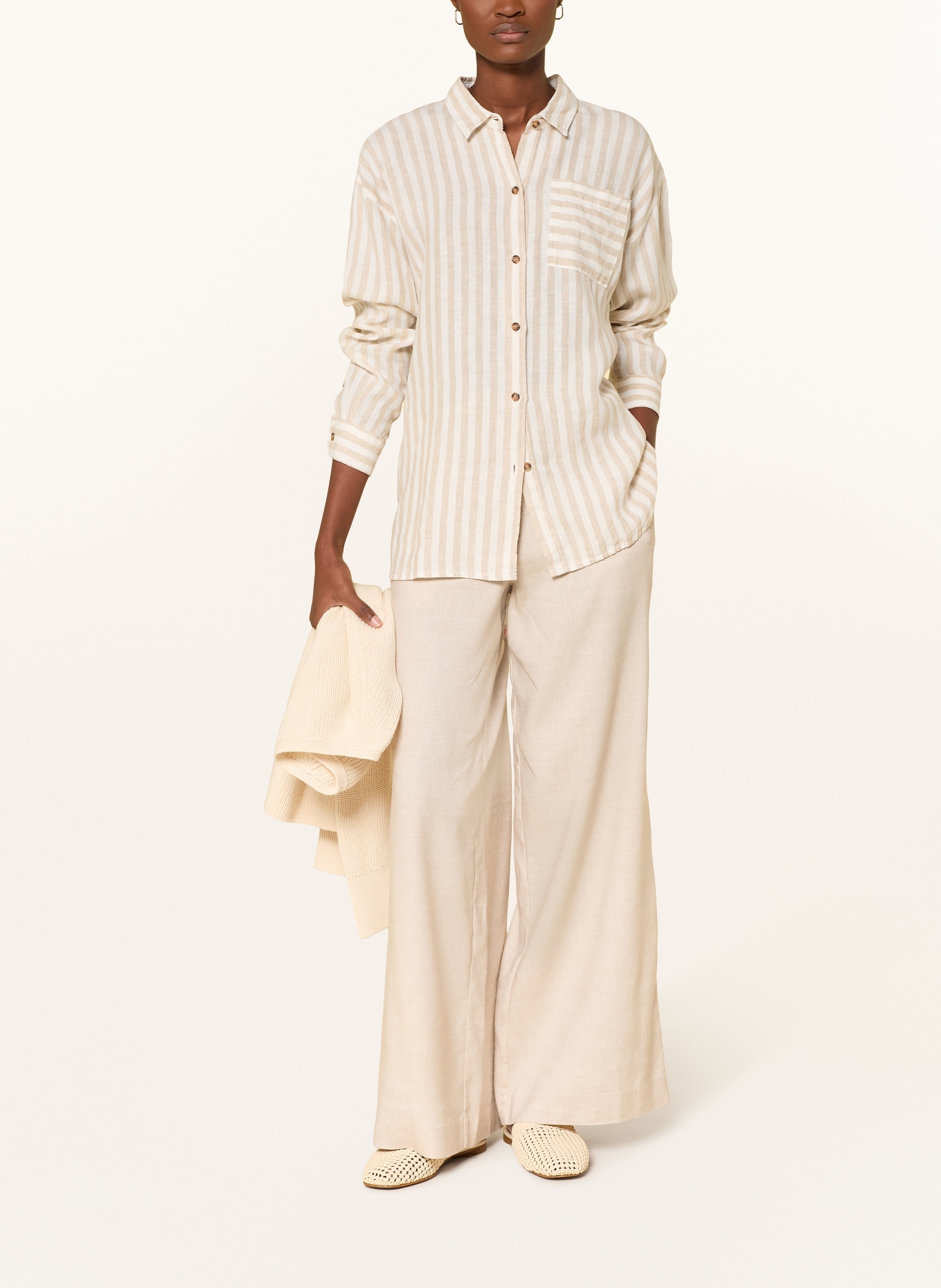 Barbour Lněná košile ANNIE: BÉŽOVÁ / BÍLÁ