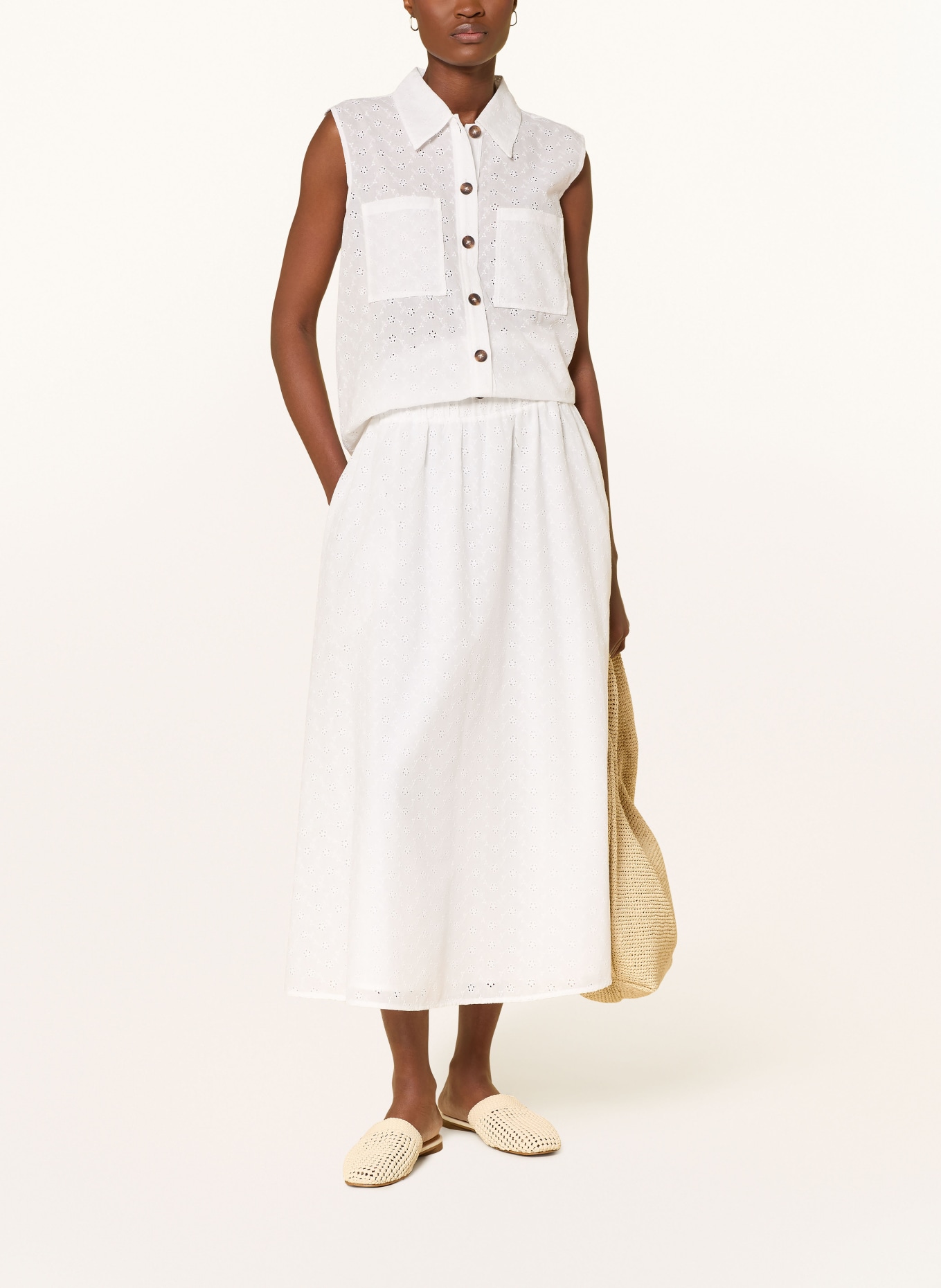 Barbour Blůza MELODY z krajky s otvory: BÍLÁ