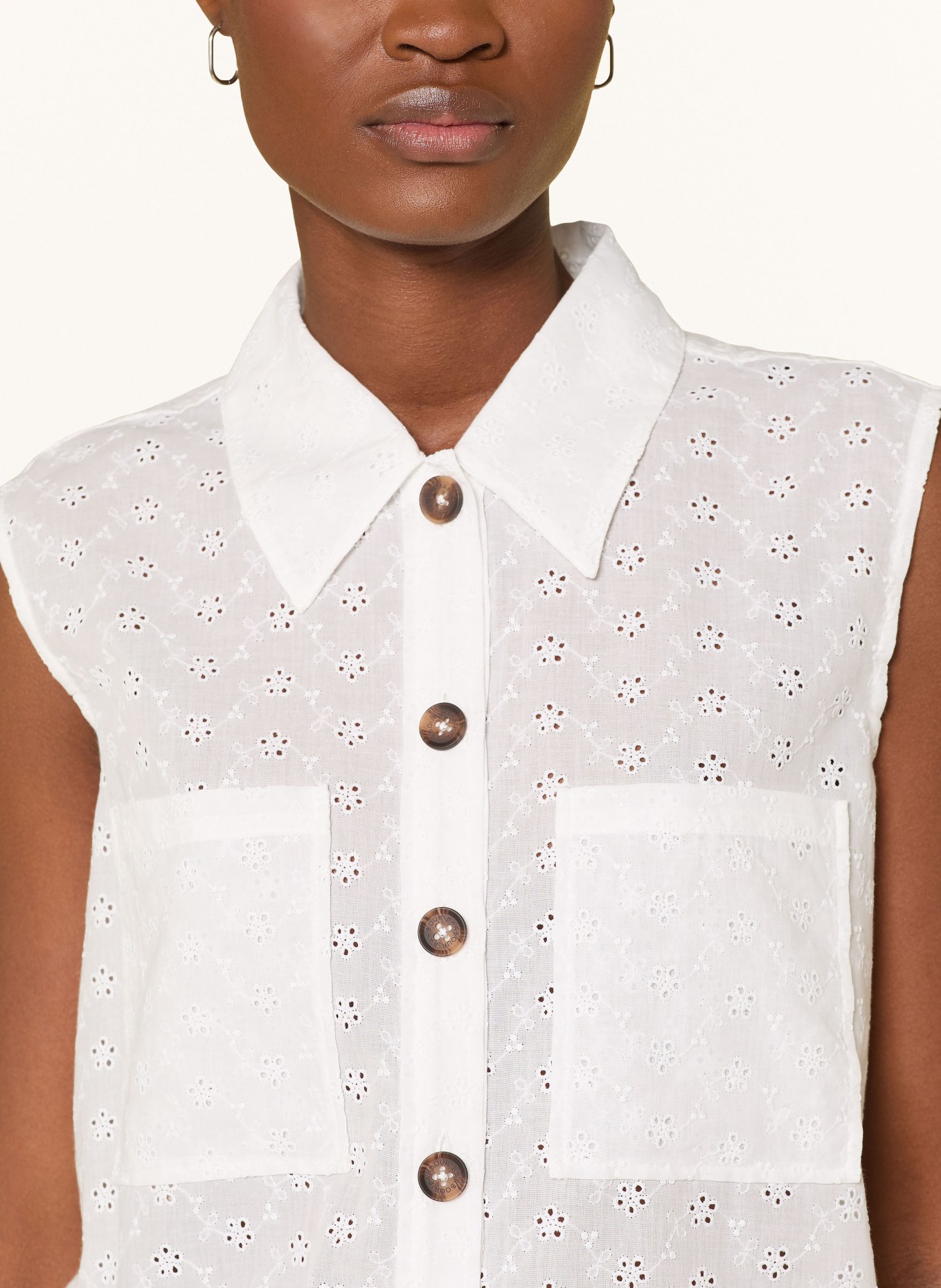 Barbour Blůza MELODY z krajky s otvory: BÍLÁ