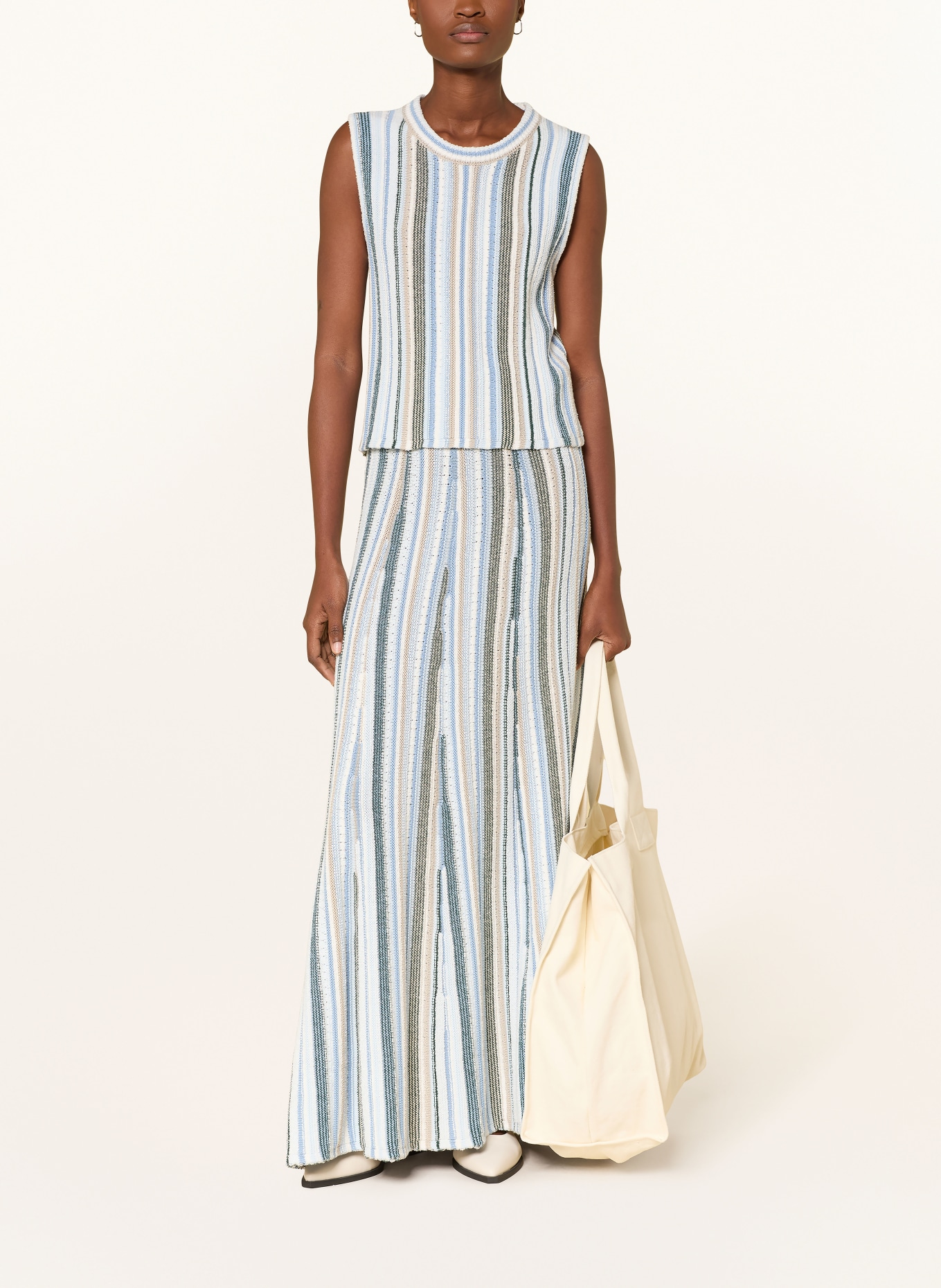 Barbour Pletený top JOSIE: MODRÁ / PETROLEJOVÁ / BÍLÁ