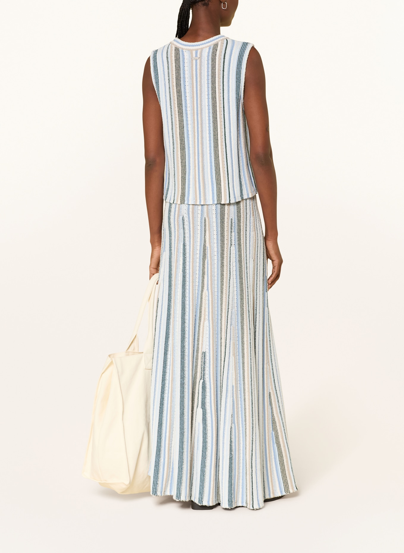 Barbour Pletený top JOSIE: MODRÁ / PETROLEJOVÁ / BÍLÁ