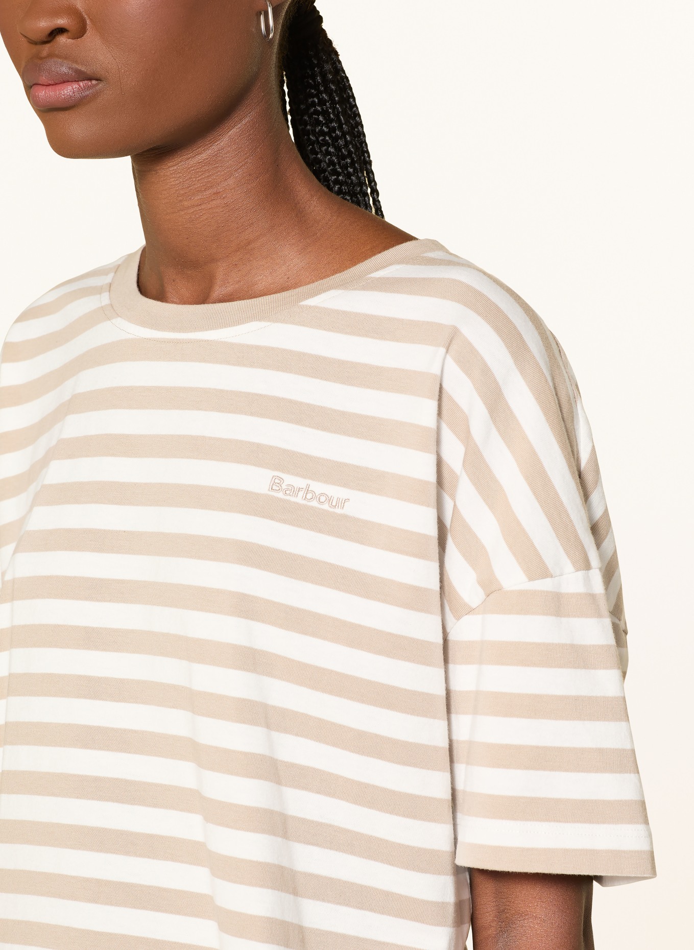 Barbour T-shirt ADRIA: CAMEL / WIT