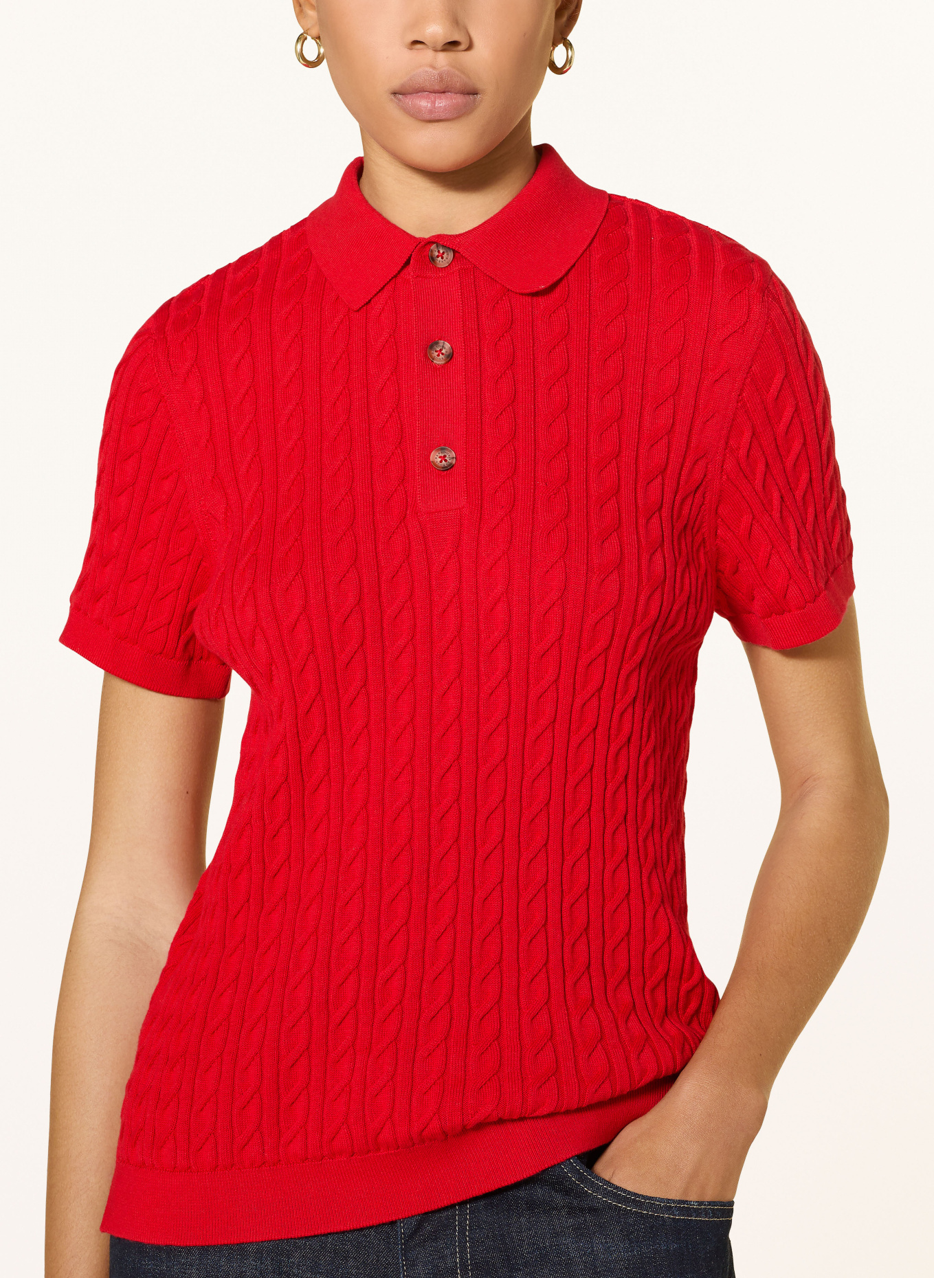Barbour Strick-Poloshirt: ROT