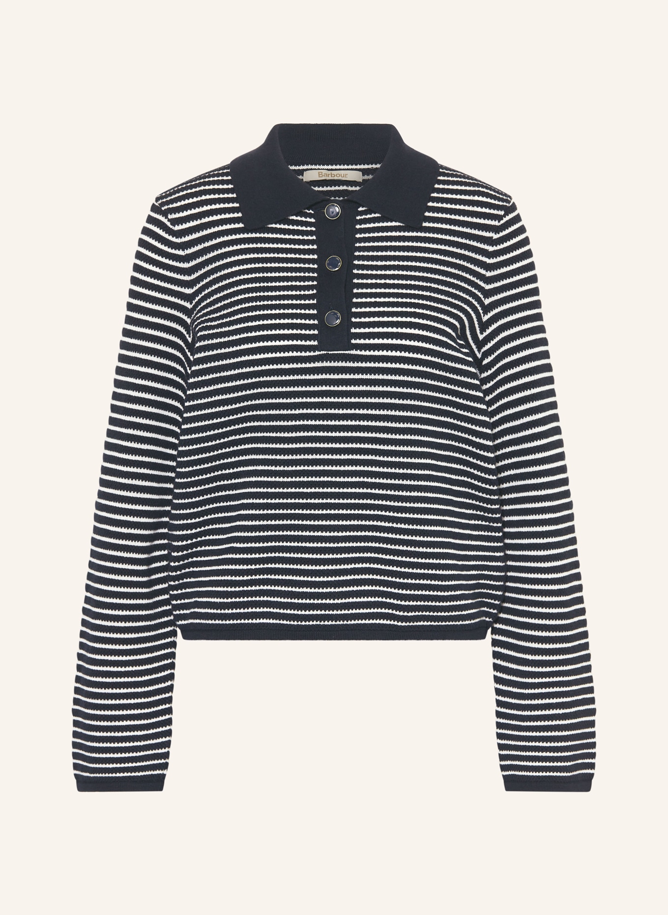 Barbour Strick-Poloshirt INEZ: DUNKELBLAU / WEISS