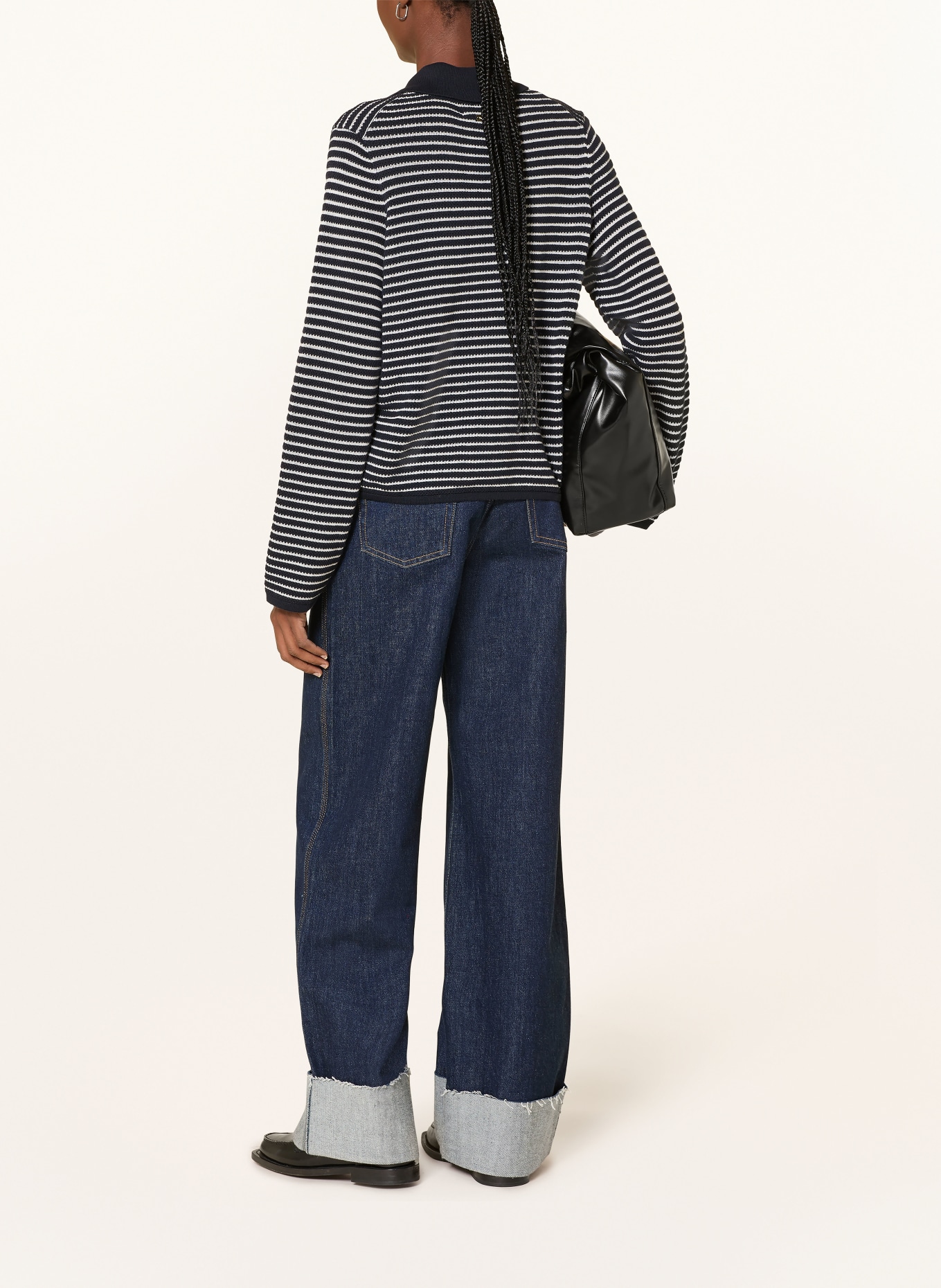 Barbour Strick-Poloshirt INEZ: DUNKELBLAU / WEISS