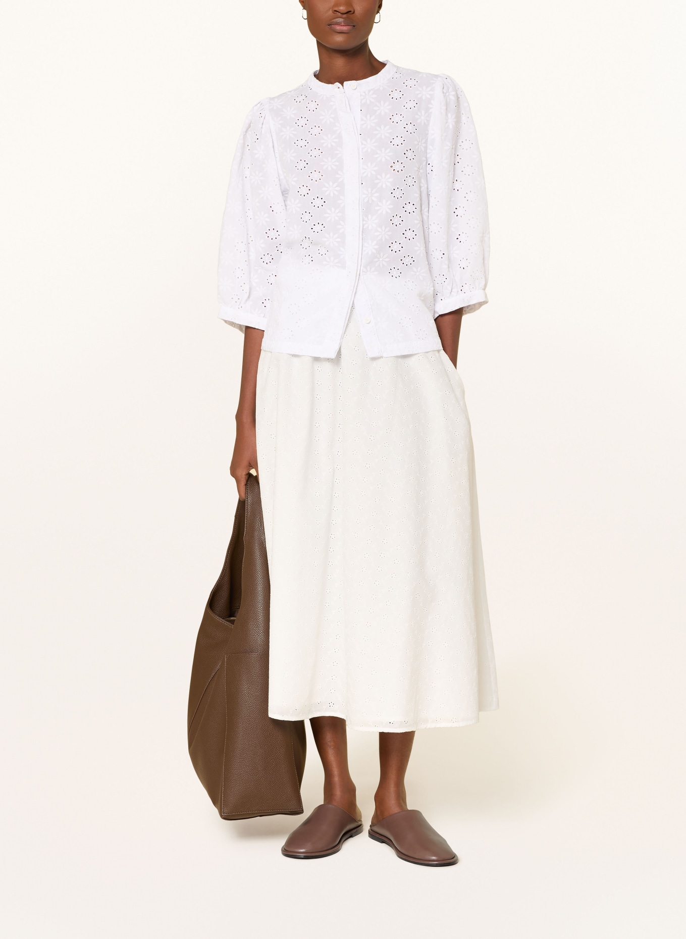 Barbour Bluzka LAYLA z koronki ażurowej z rękawami 3/4: BIAŁY