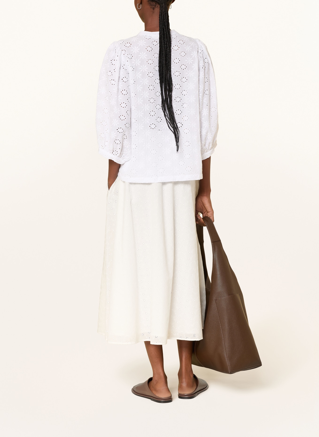 Barbour Bluzka LAYLA z koronki ażurowej z rękawami 3/4: BIAŁY