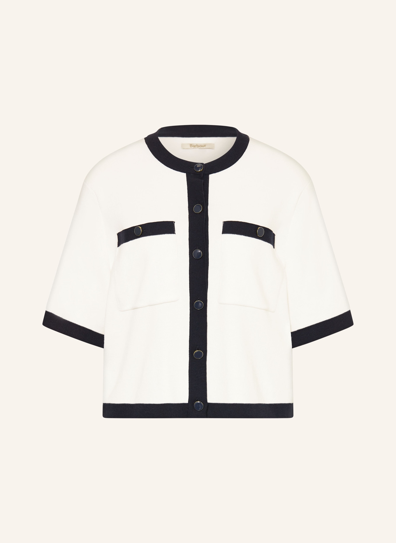 Barbour Strickjacke SLOANE: WEISS / DUNKELBLAU